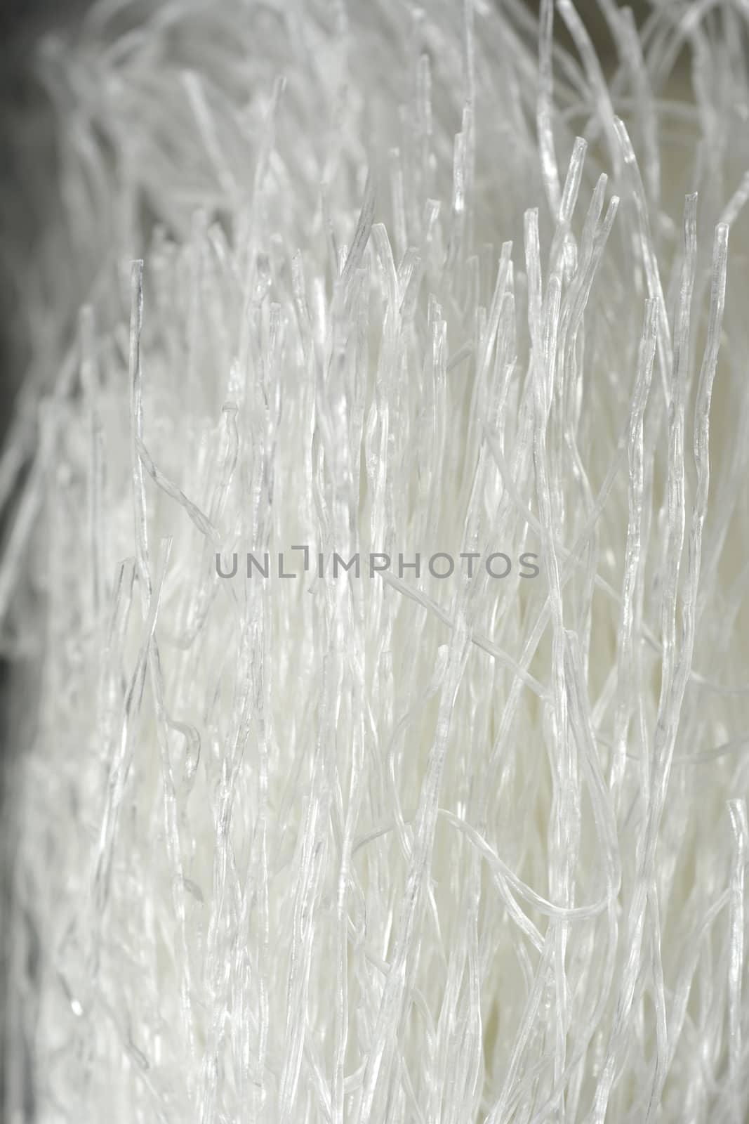 Close up of dry uncooked glass noodles