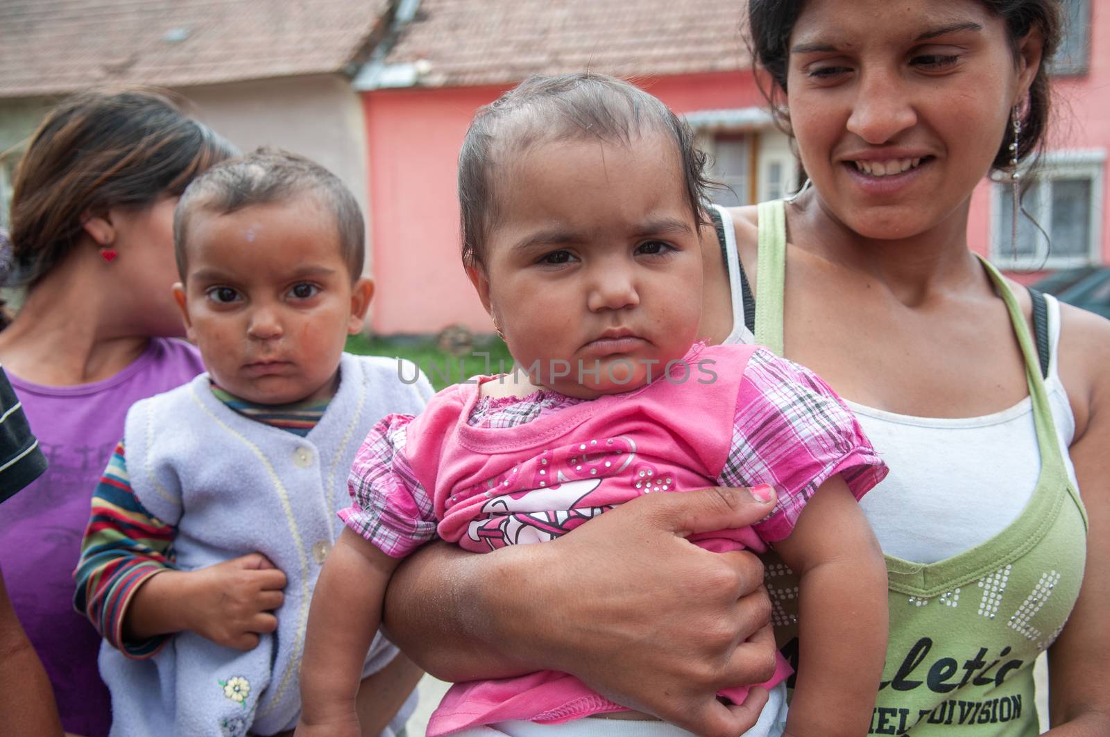 5/16/2018. Lomnicka, Slovakia. Roma community in the heart of Slovakia, living in horrible conditions. Portrait of mother and baby. by gonzalobell