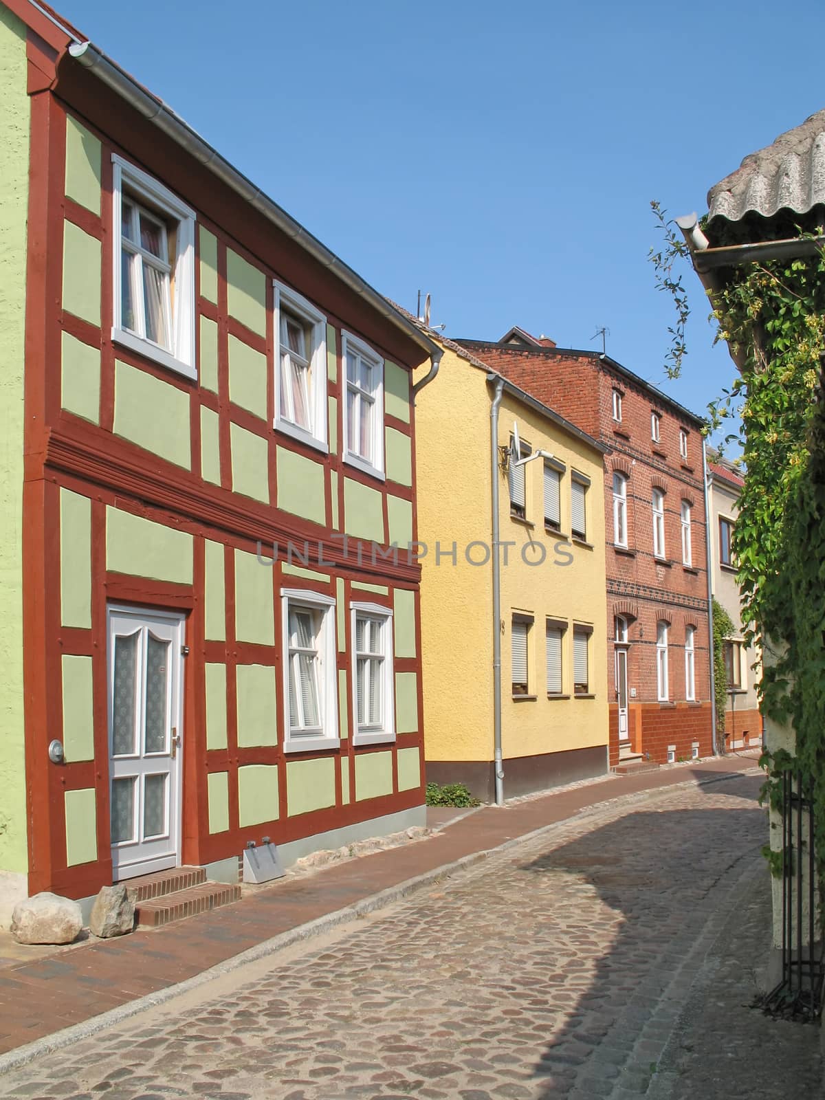 Street scene in Roebel, Mecklenburg-Western Pomerania, Germany.