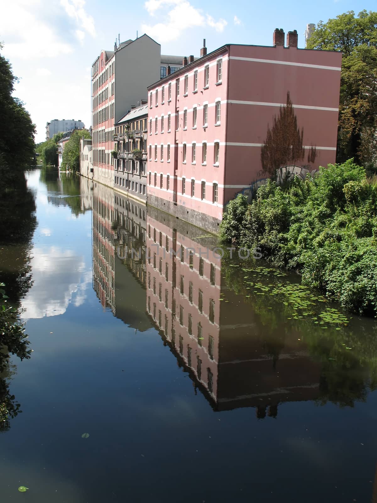 View onto the Isebekkanal, Eppendorf, Hamburg, Germany.