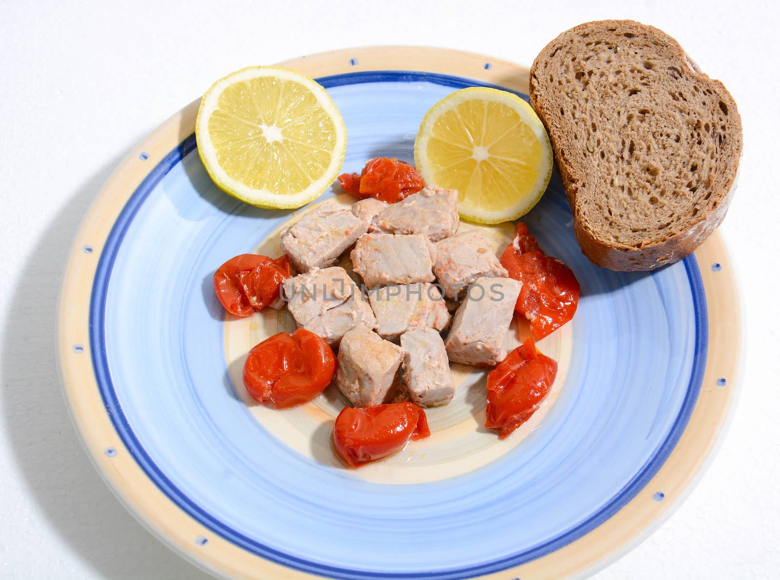 original italian recipe homemade food - tuna with cherry tomatoes