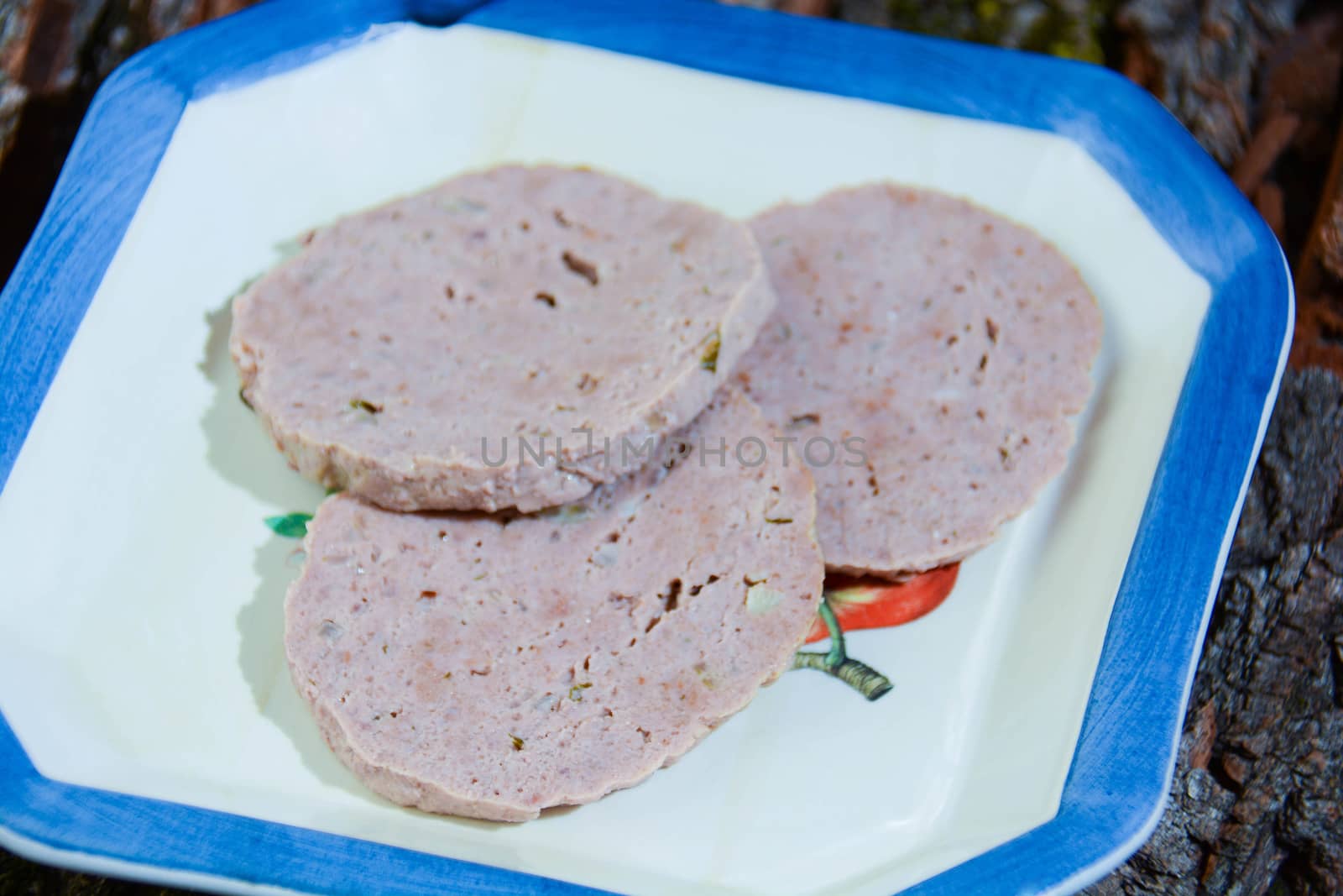 Meatloaf Italian fine cuisine with cheese and speck