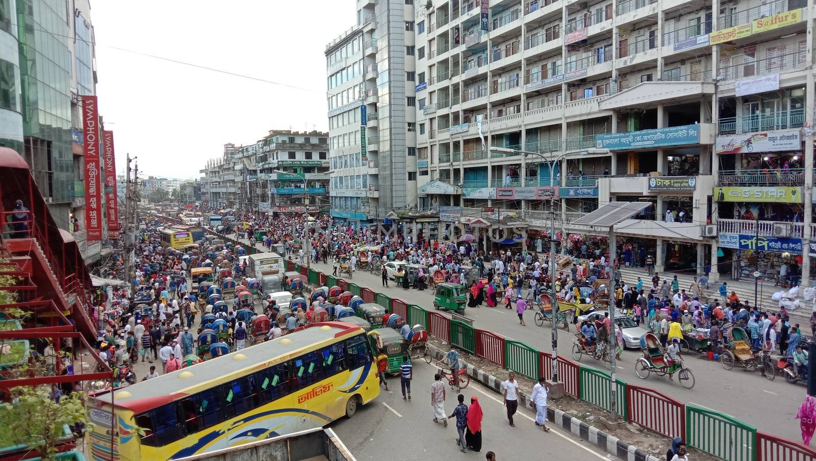 Bangladeshi people and city view for job