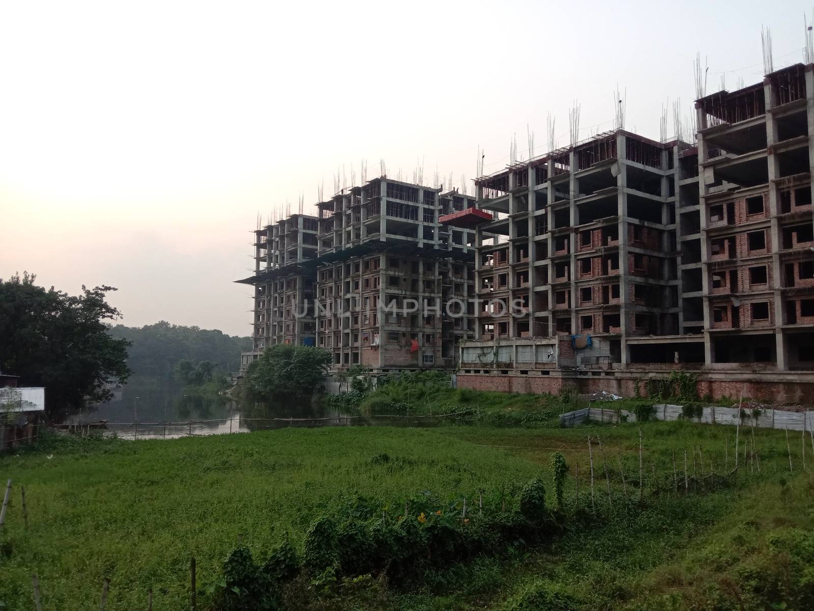 building and apartment site view on city