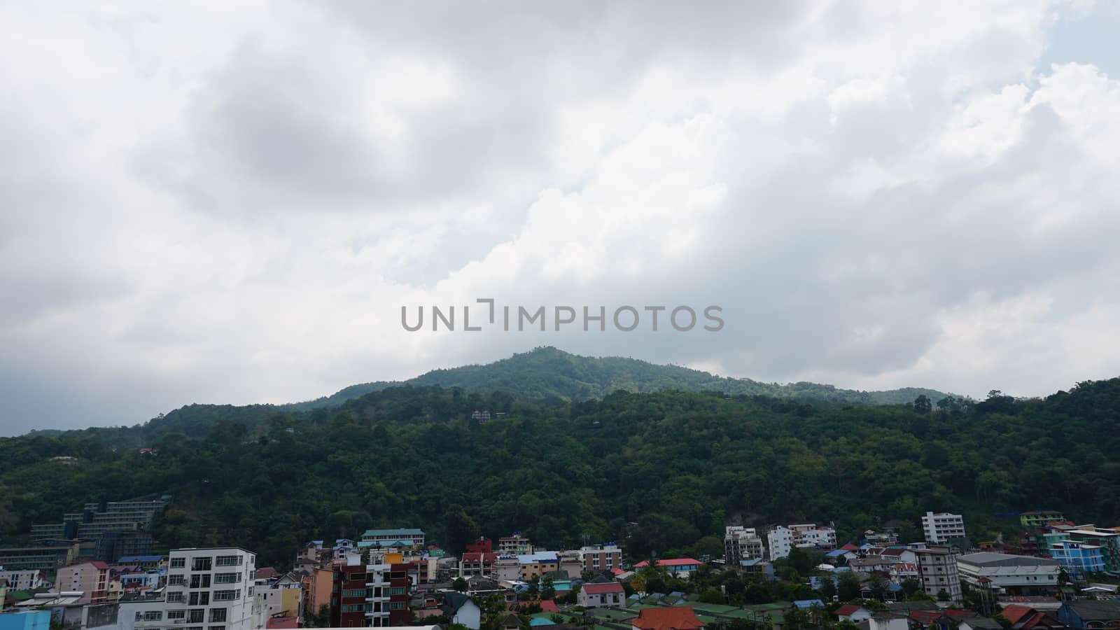 Drone view of the city of Patong, Phuket island. by Passcal