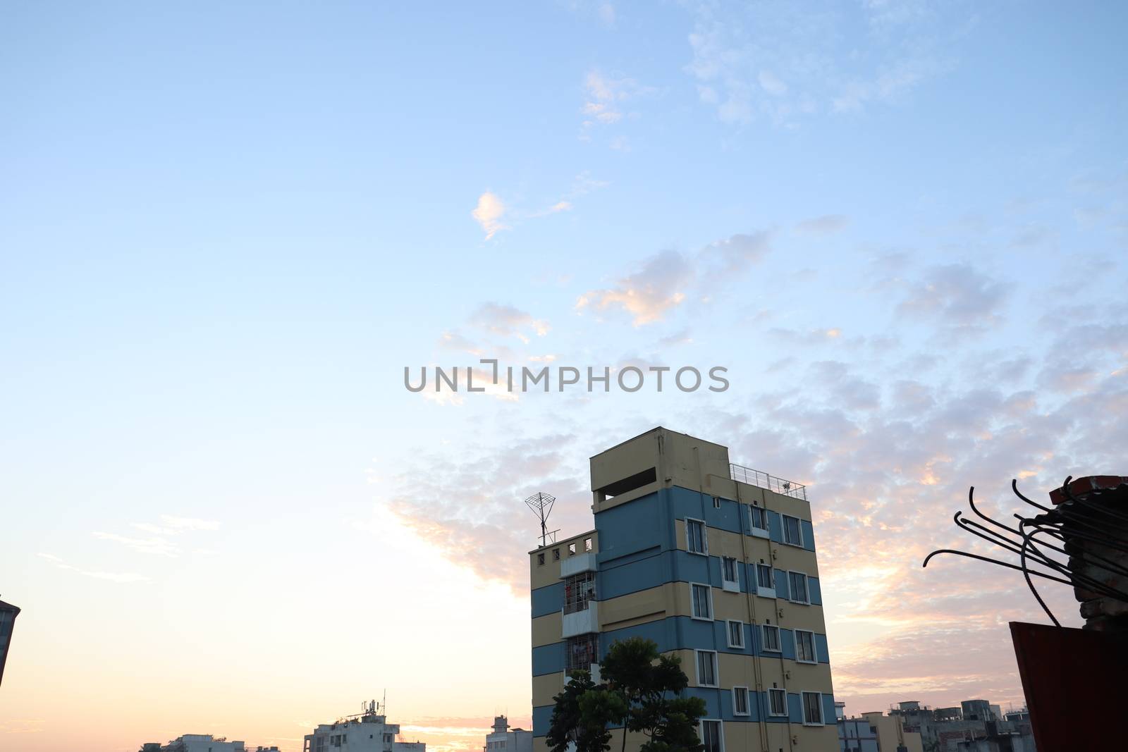 appartment and sky view in city