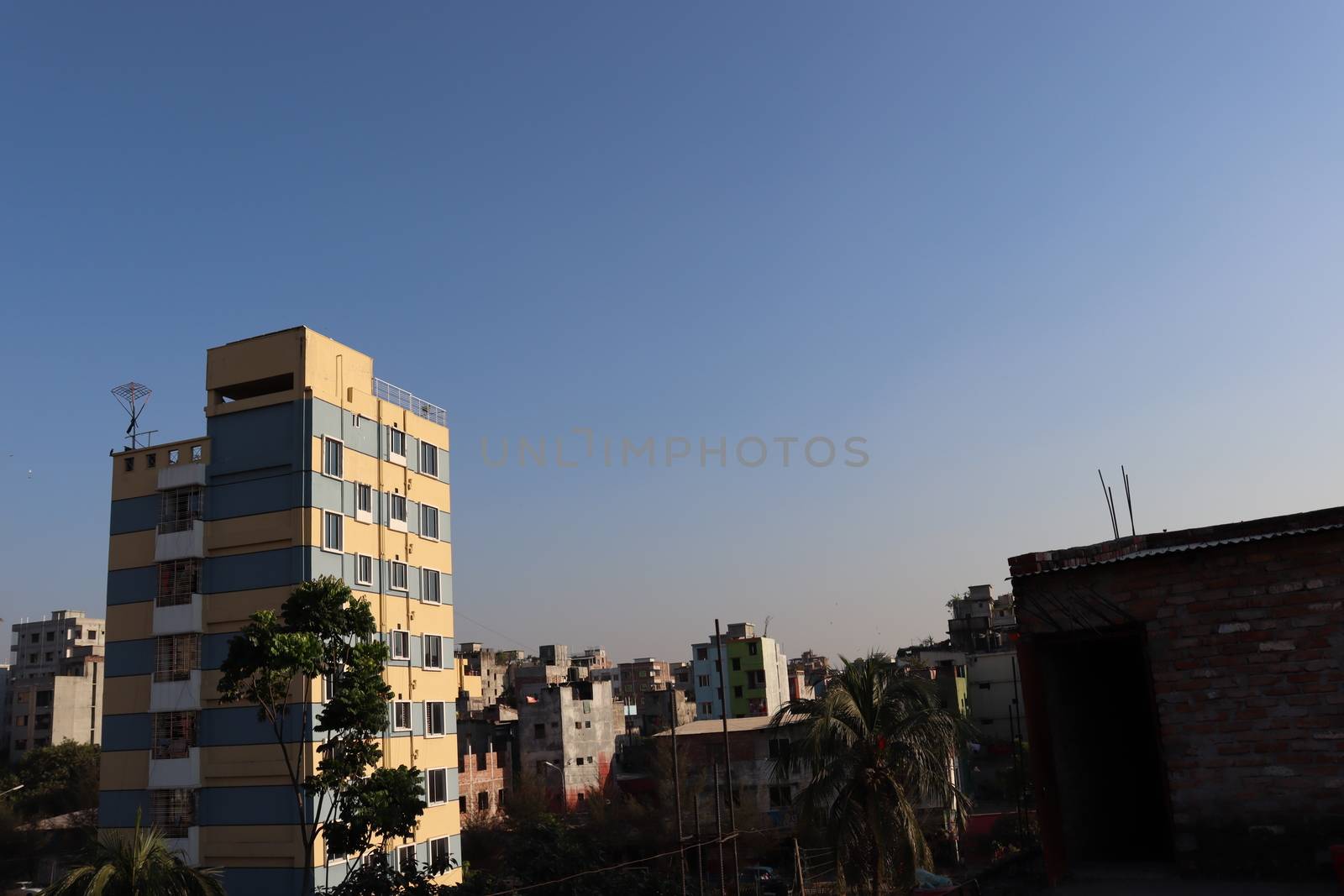 appartment and sky view in city