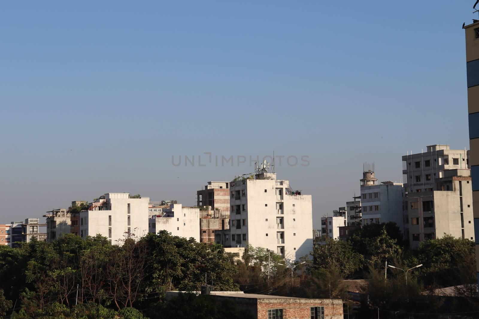 appartment and sky view in city