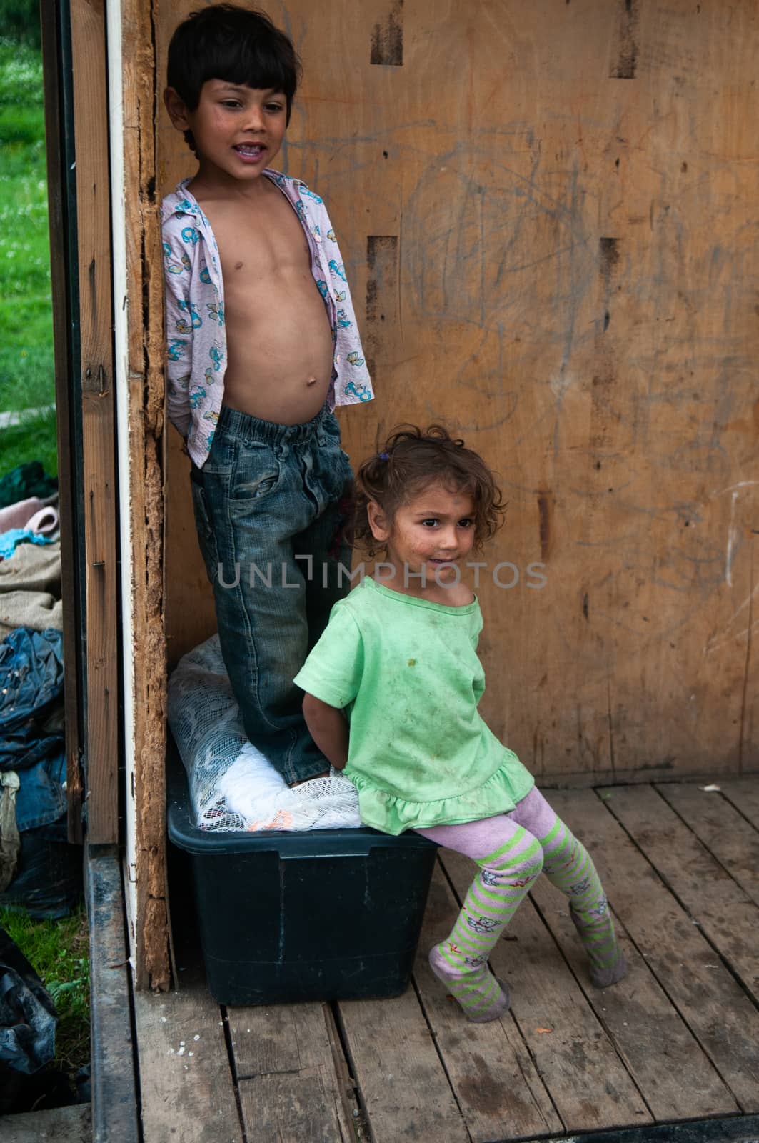 5/16/2018. Lomnicka, Slovakia. Roma community in the heart of Slovakia, living in horrible conditions. Portrait of child.