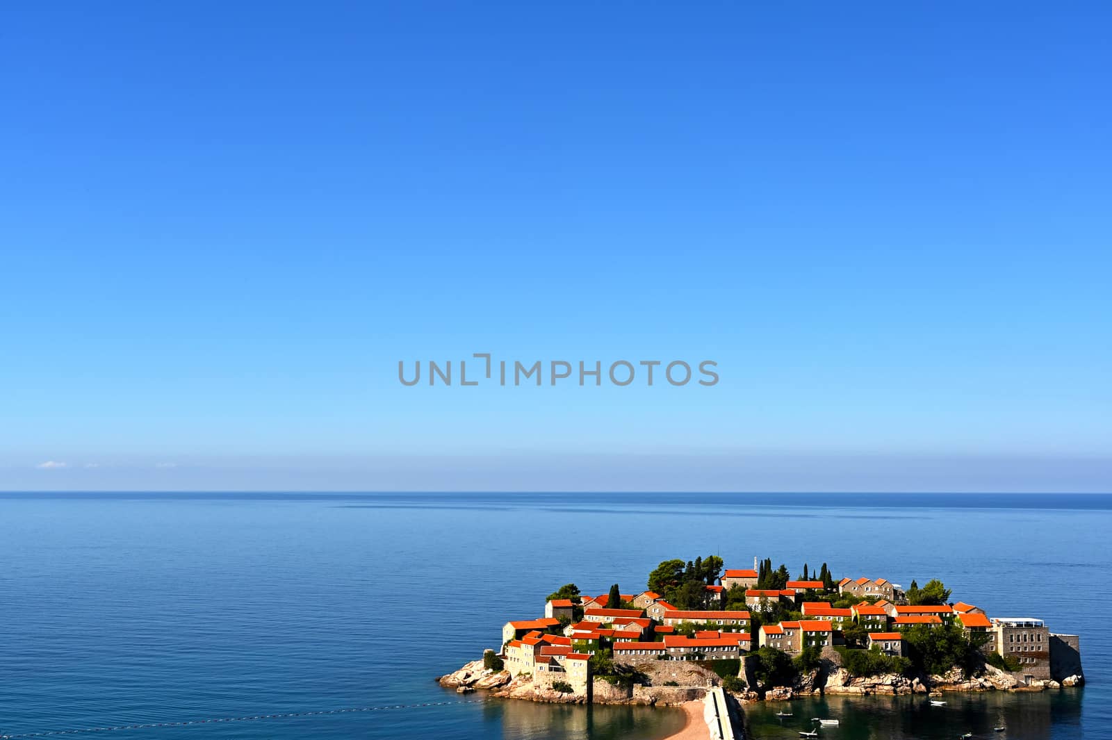 Landscape with Sveti Stefan island in Montenegro