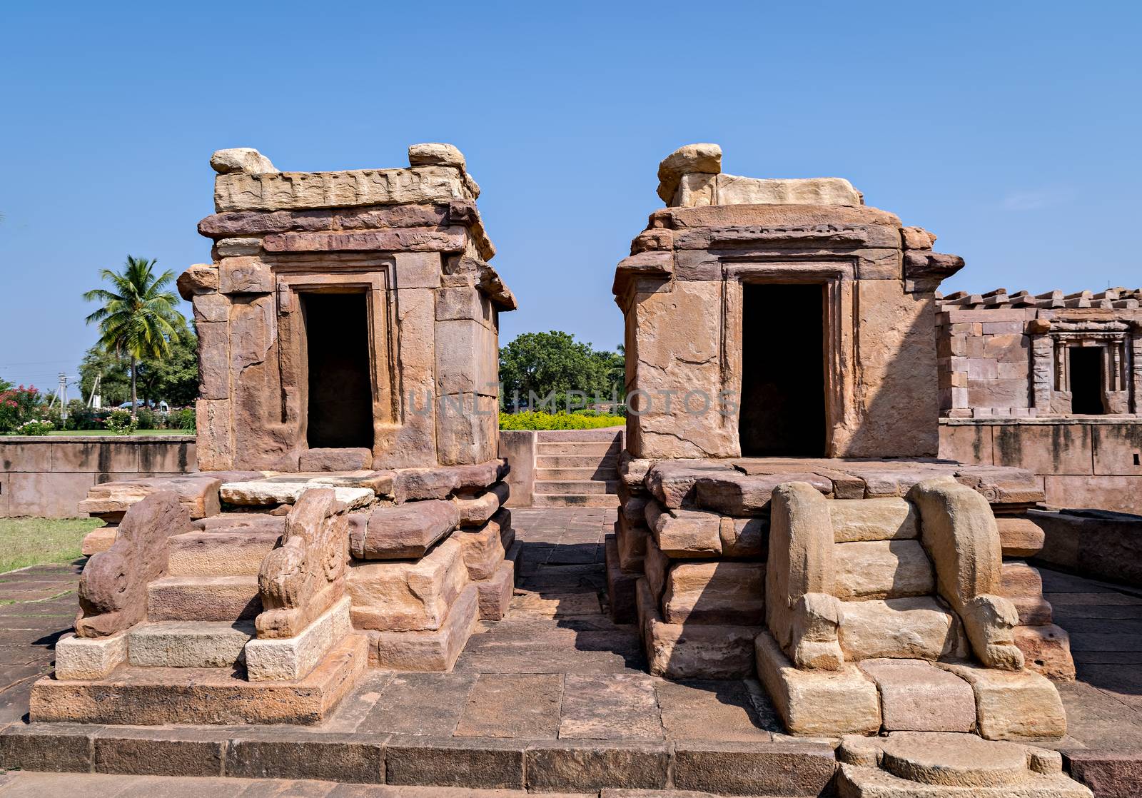 Ancient stone temple of Chalukya dynasty in Aihole, Karnataka, India. by lalam