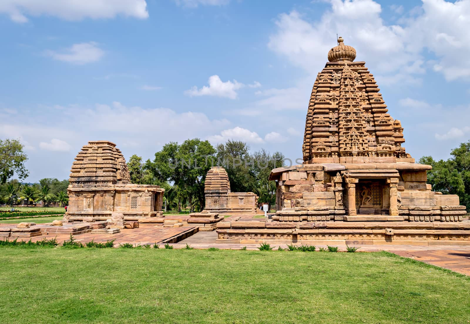 Ancient stone temple monument at Pattadakal , Karnataka, India. by lalam