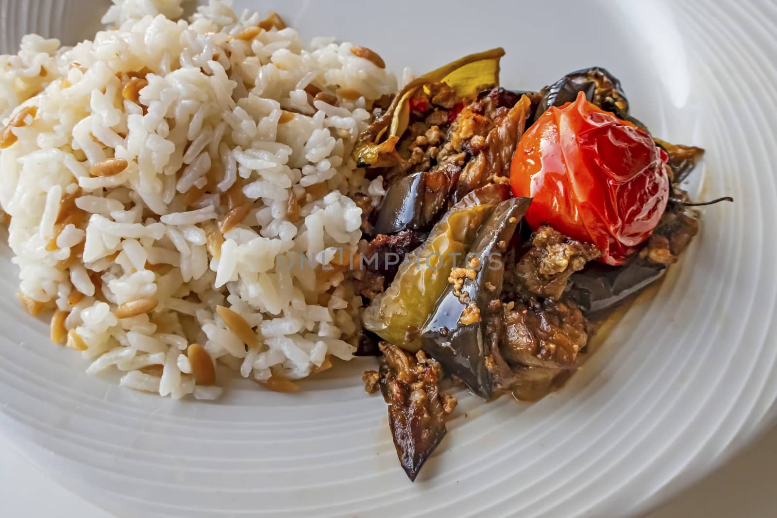 close up ready to eat turkish meal on a plate