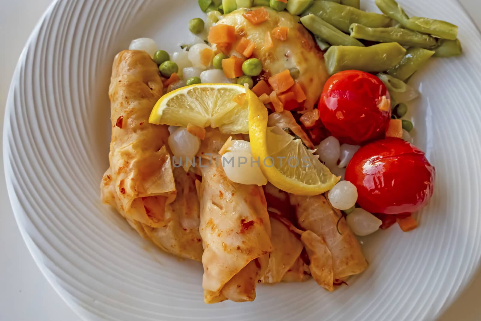 close up ready to eat turkish meal on a plate