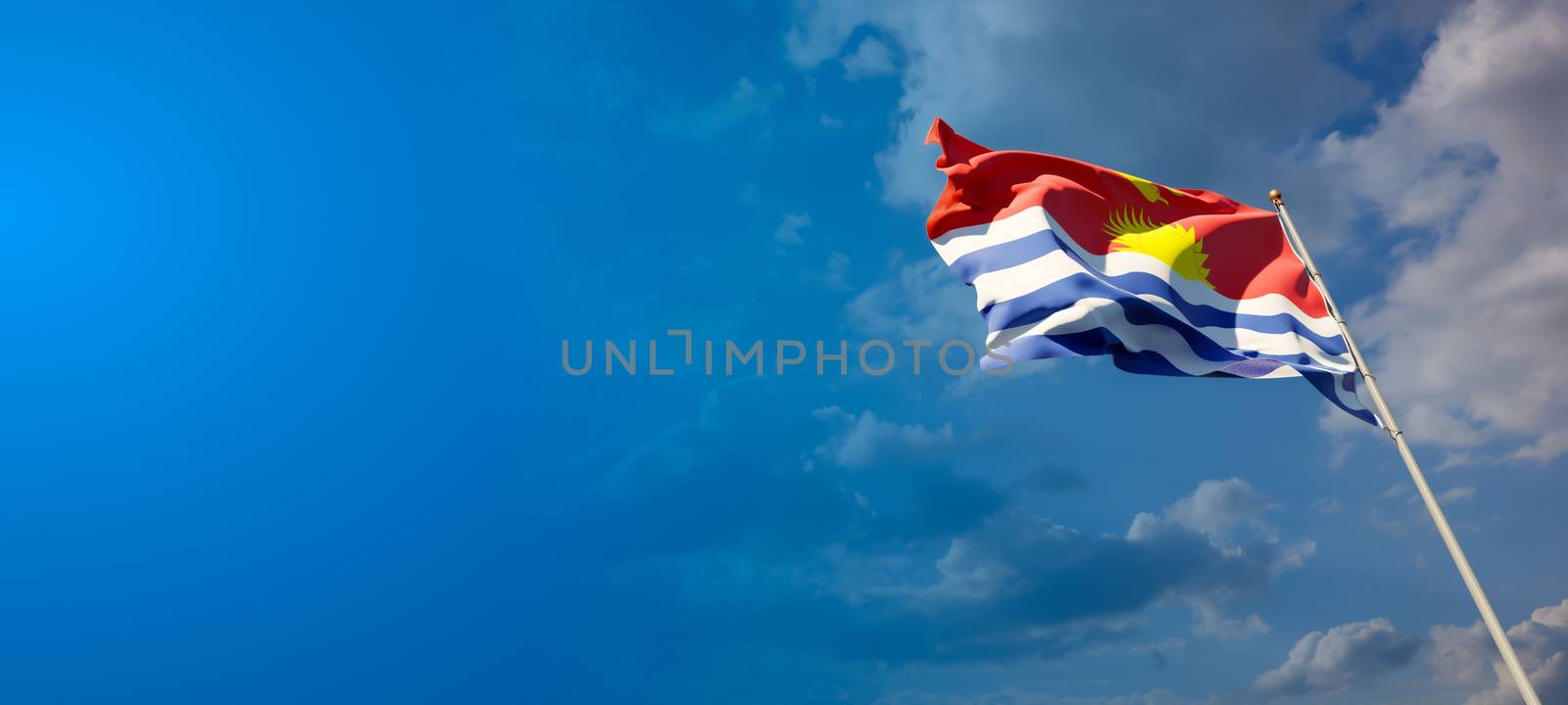 Kiribati national flag with blank text space on wide background. by altman