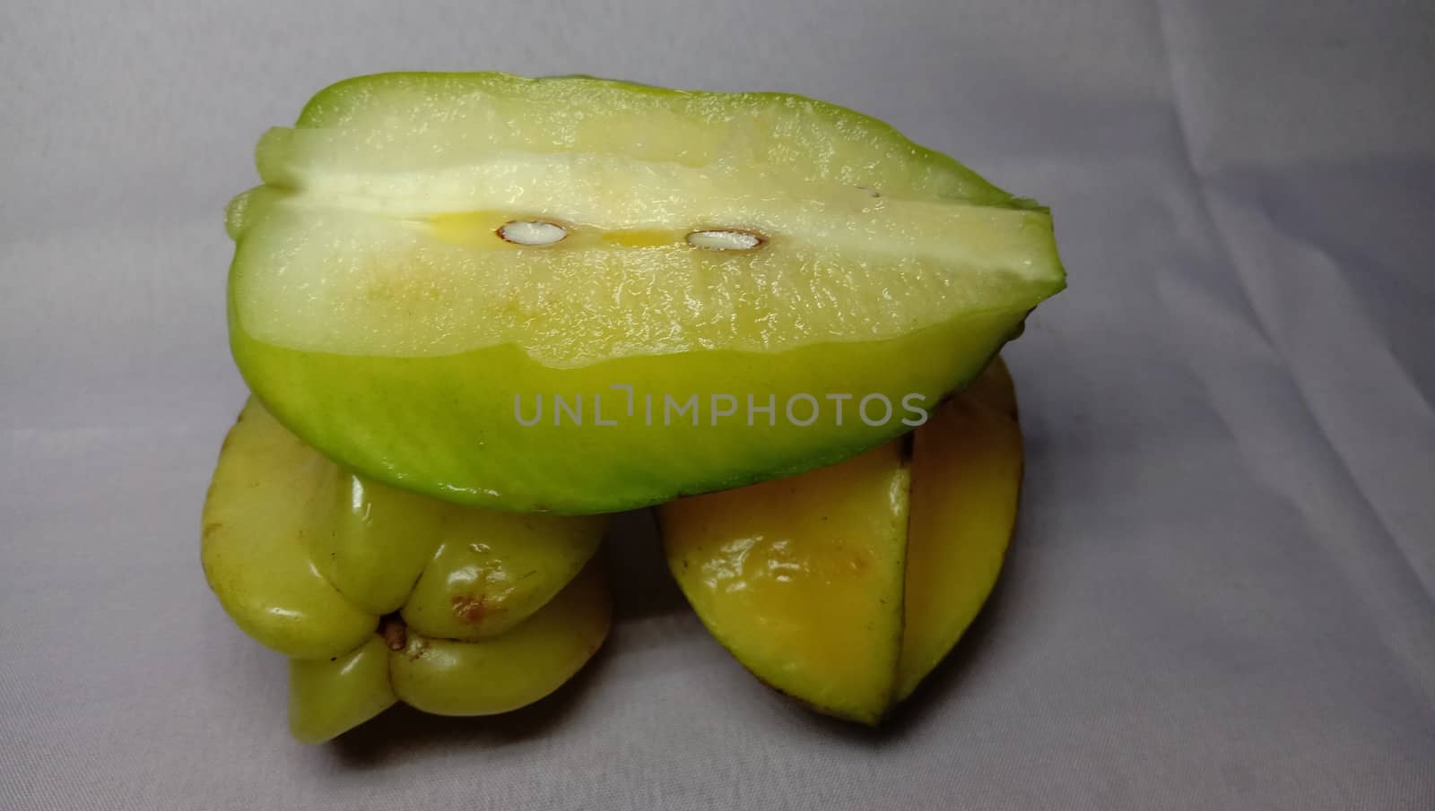 tasty and healthy carambola closeup on shop