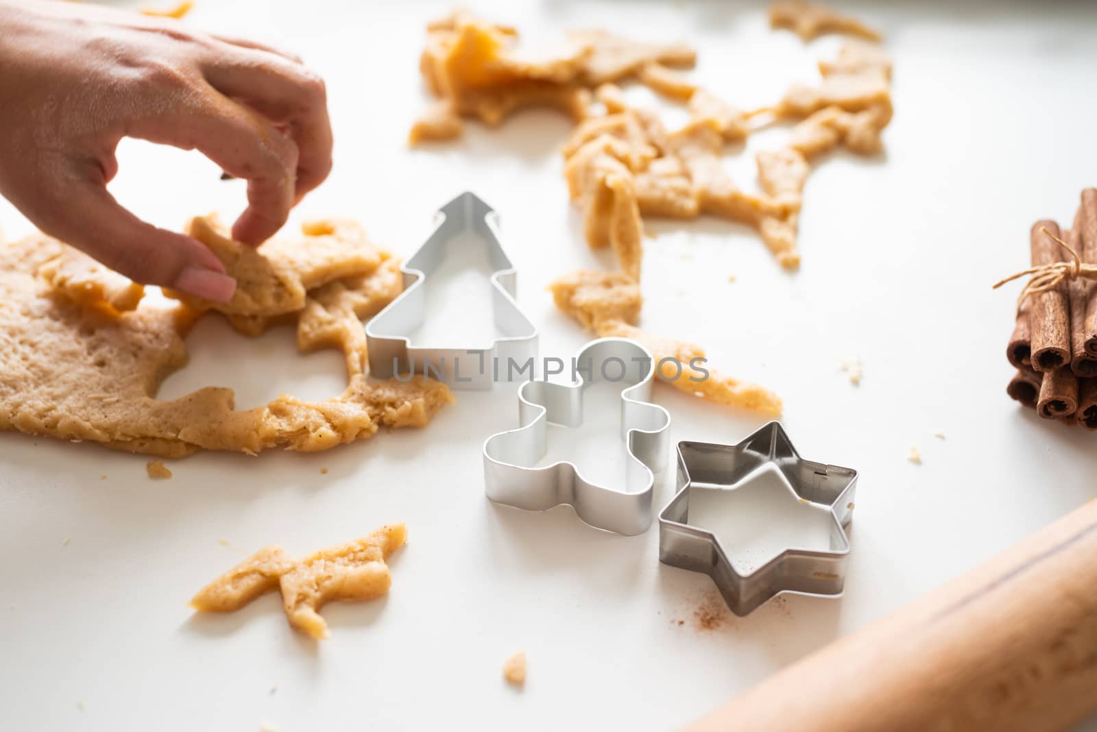 Cooking and baking. woman hands baking cookies at the kitchen