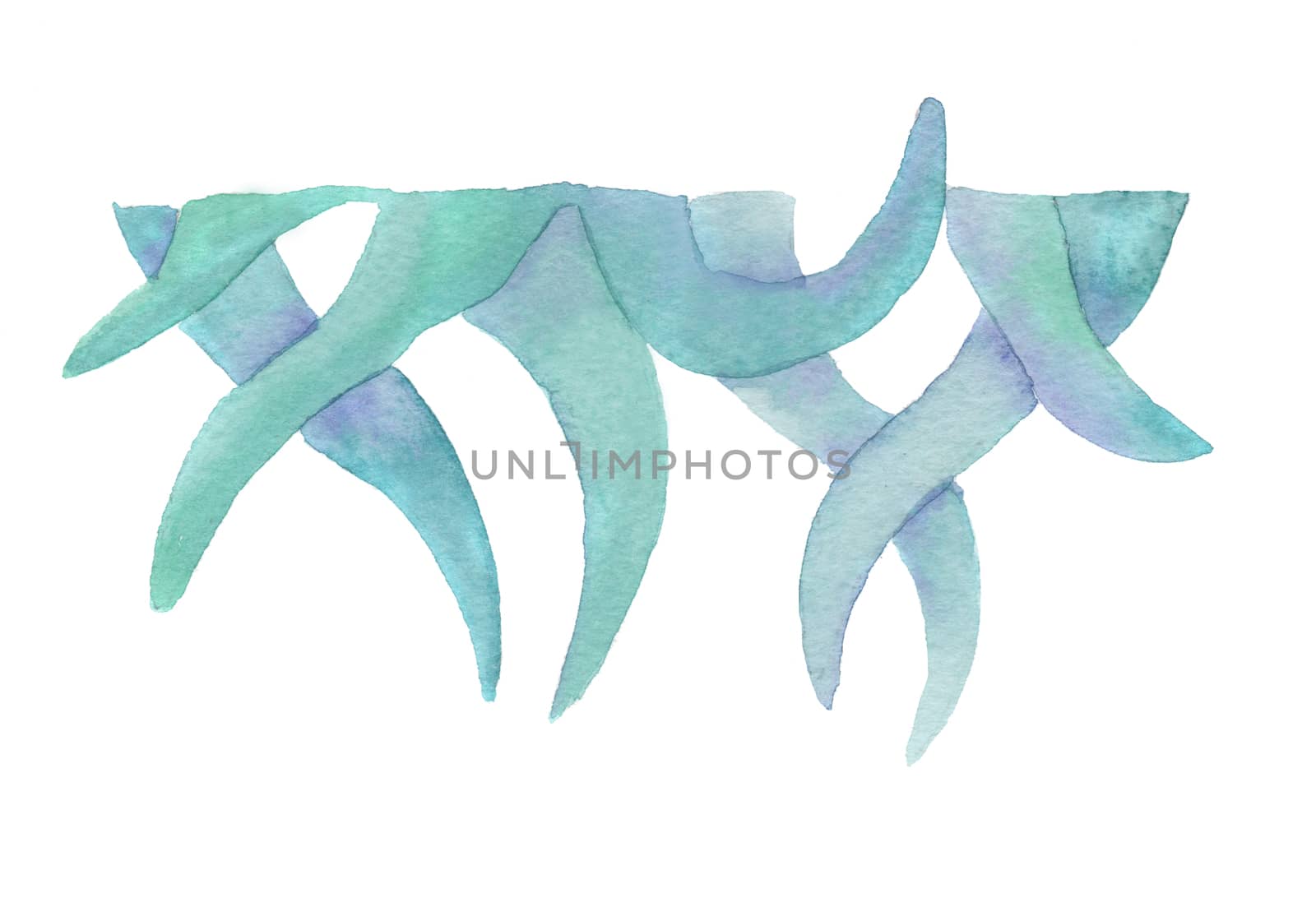 Hand-drawn watercolor leaves isolated boarder on white background. by galinasharapova