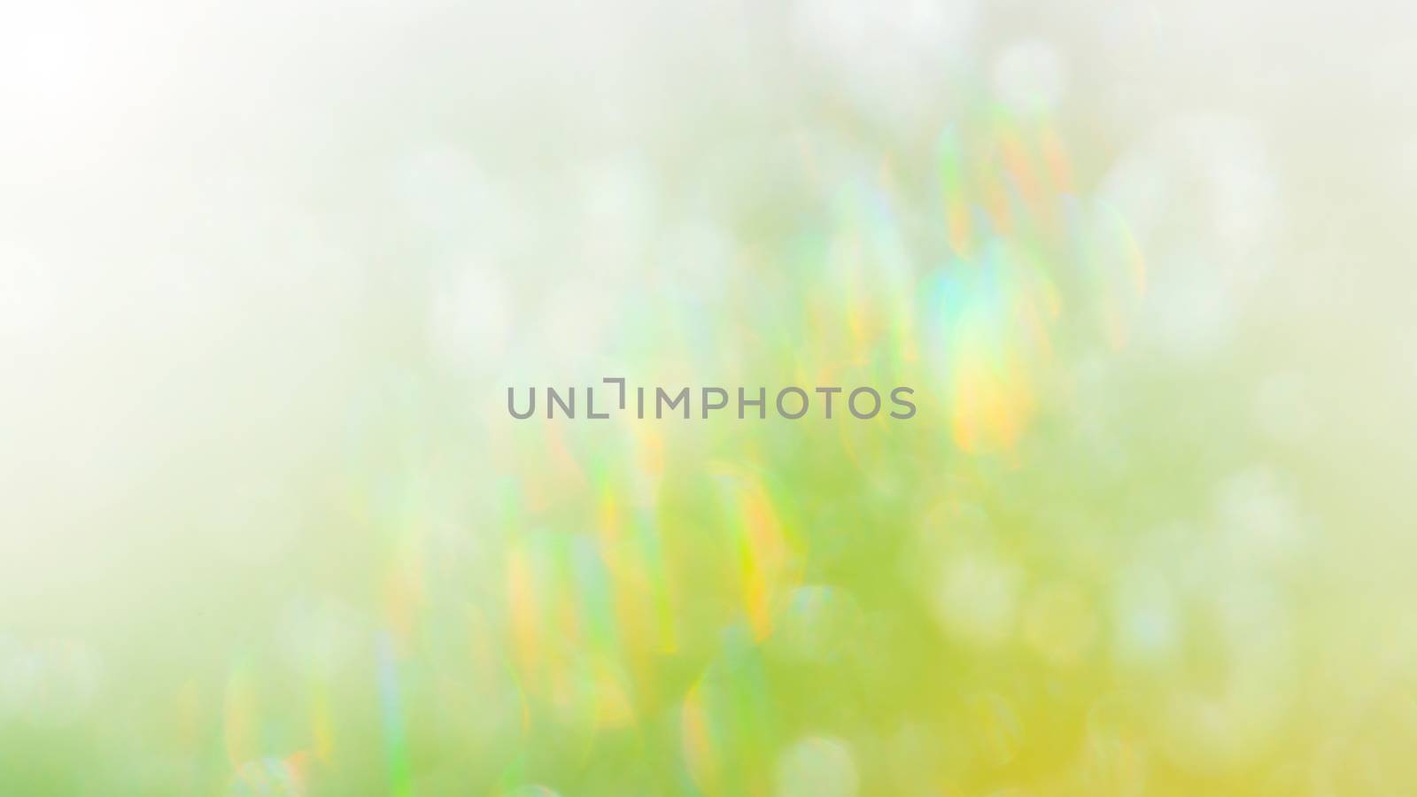 Bright green abstract background, blurred refraction effect, colorful bokeh