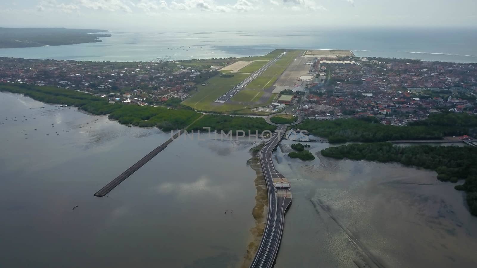 Bali Mandara Toll Road. Aerial view. Bali island, Indonesia.