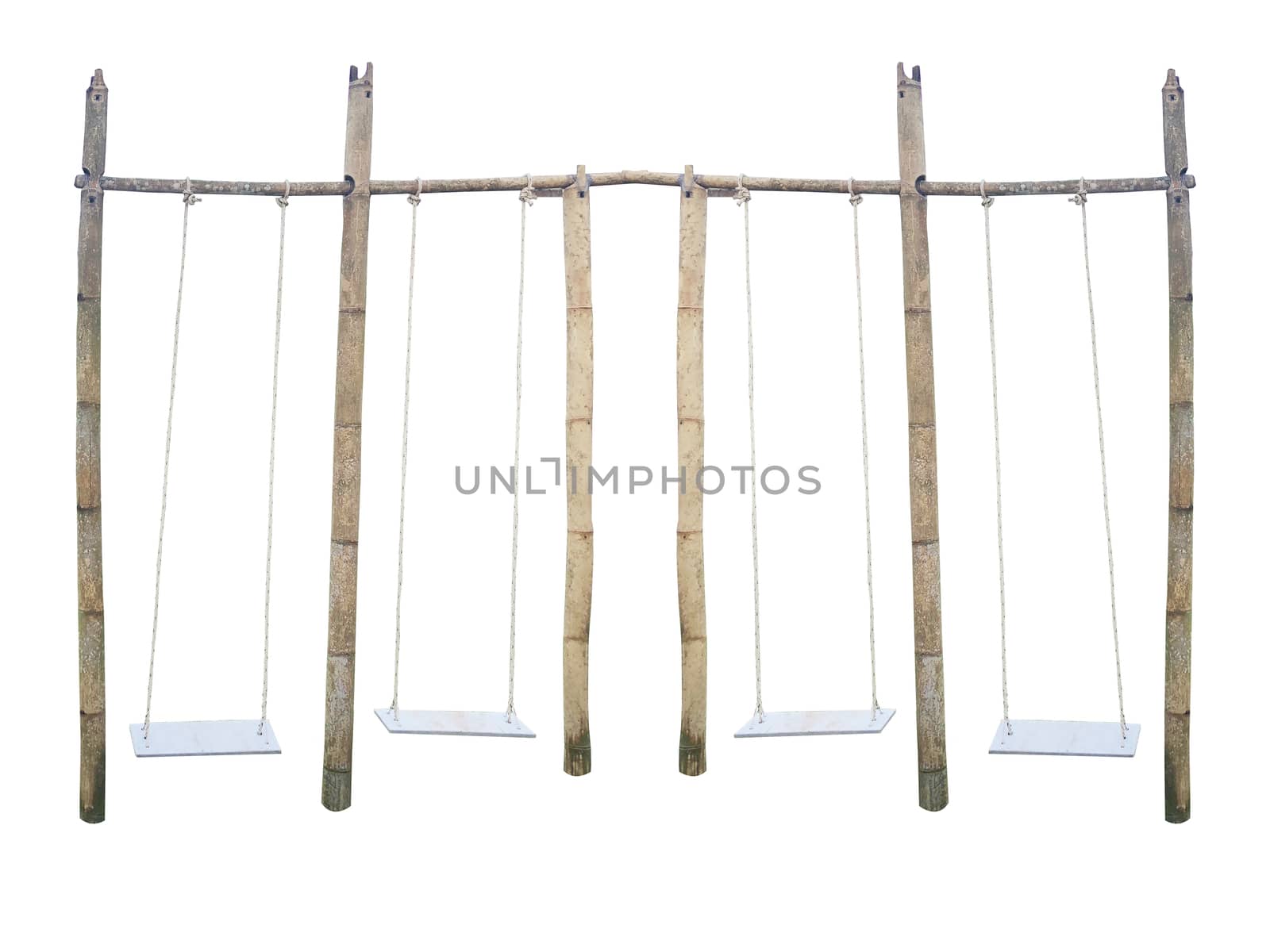 Swing bamboo wood isolate on white background by Surasak