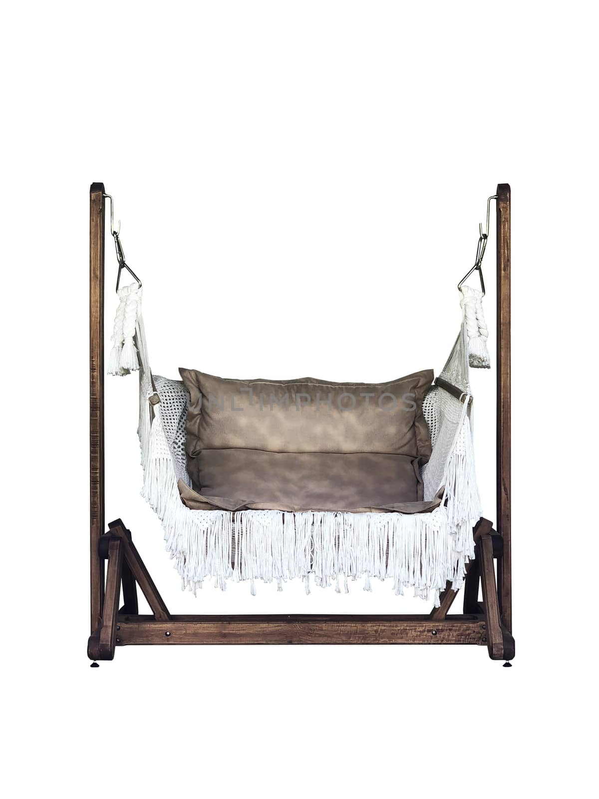 Classic outdoor chair leather swing isolalated on white blackground