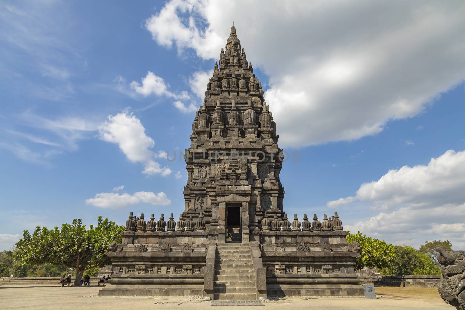 Prambanan, Indonesia - July 17, 2019: Ancient Hindu temples of Prambanan, Rara Jonggrang, in the special, Yogyakarta region, Java island, Indonesia, Southeast Asia.