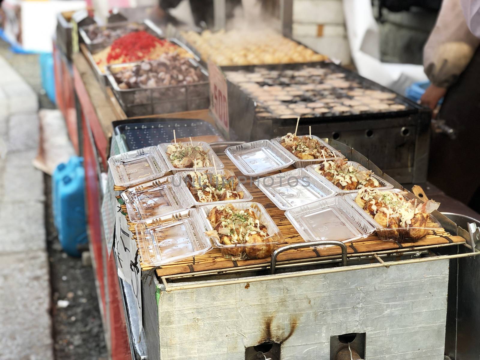  Takoyaki japanese food on the street to Fushimi Inari shrine at by Surasak