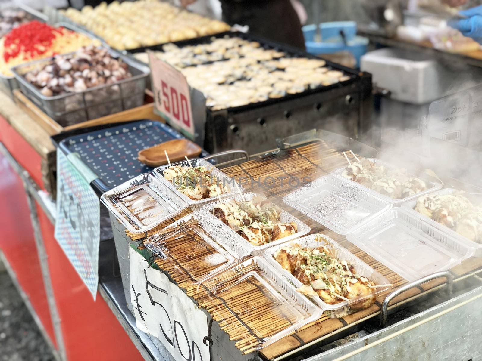  Takoyaki japanese food on the street to Fushimi Inari shrine at Kyoto,Japan.