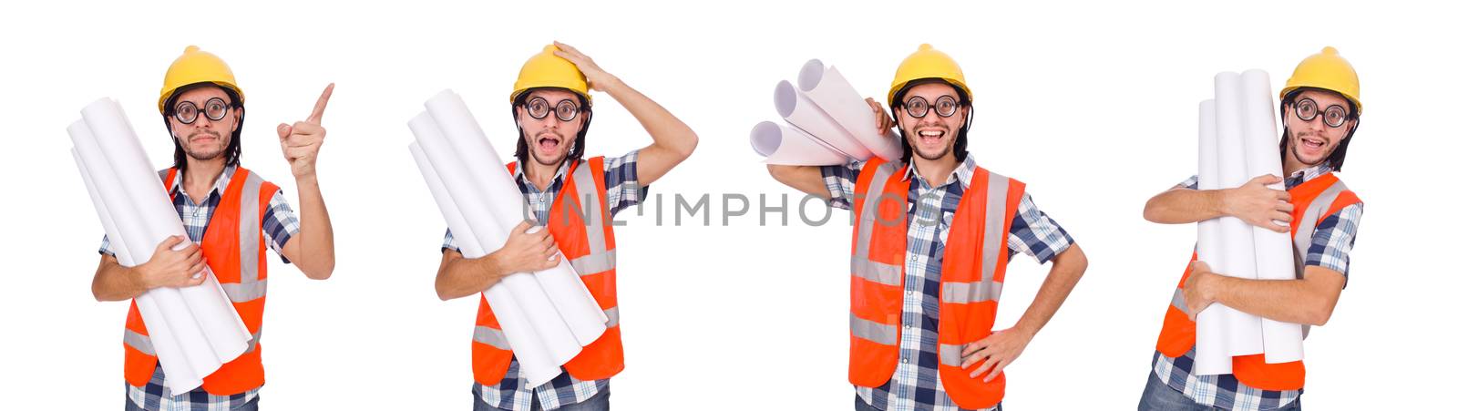 Funny engineer isolated on the white white by Elnur