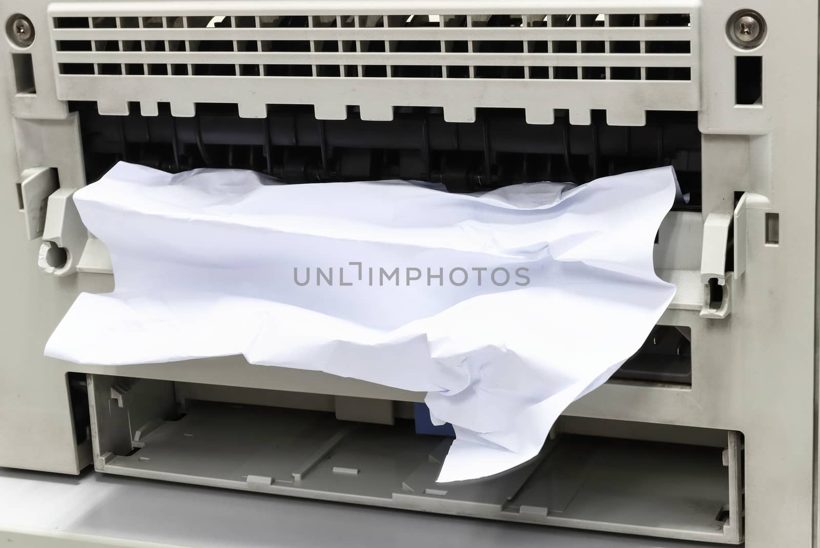 Paper Stuck, Paper Jam In Printer At Office