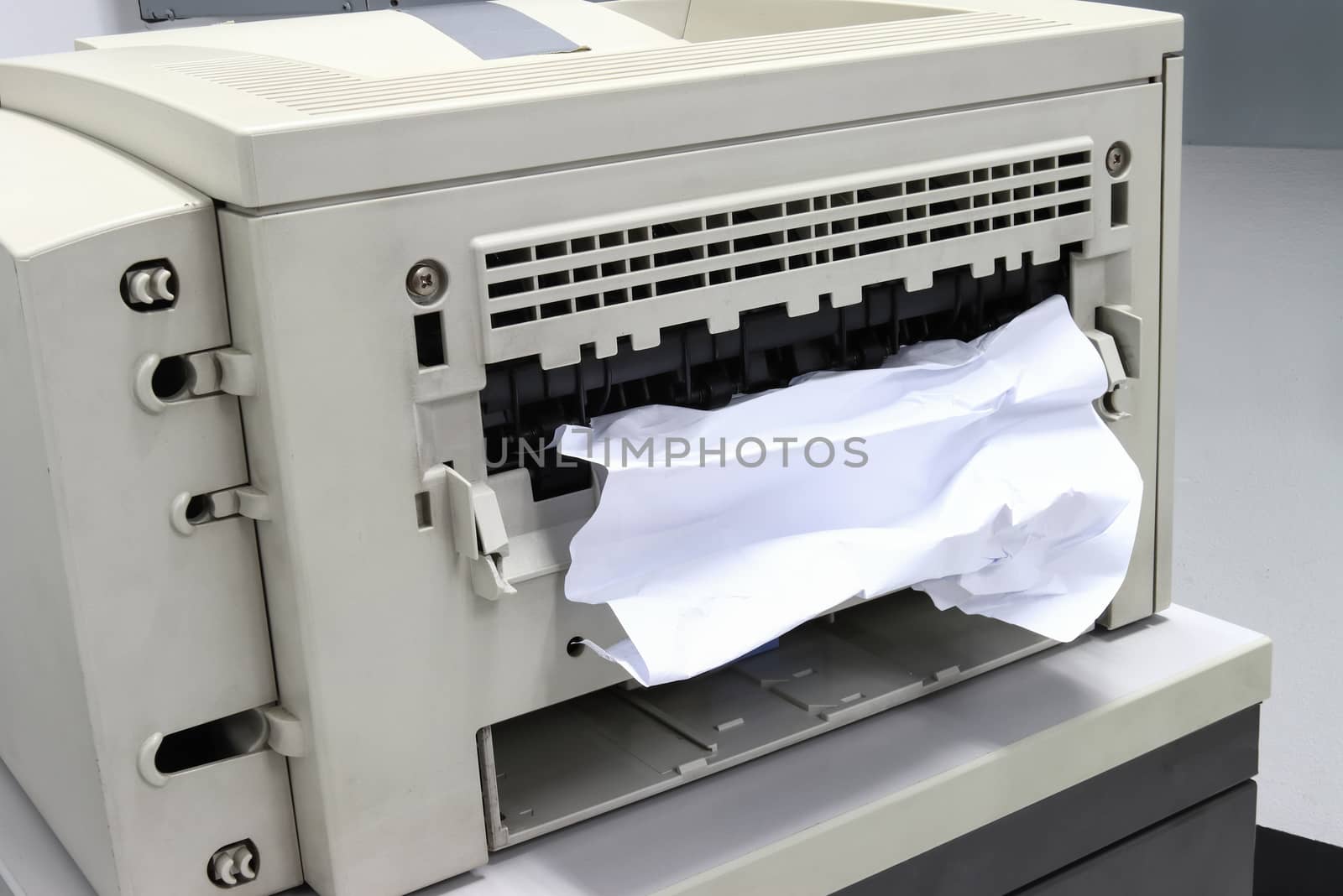 Paper Stuck, Paper Jam In Printer At Office