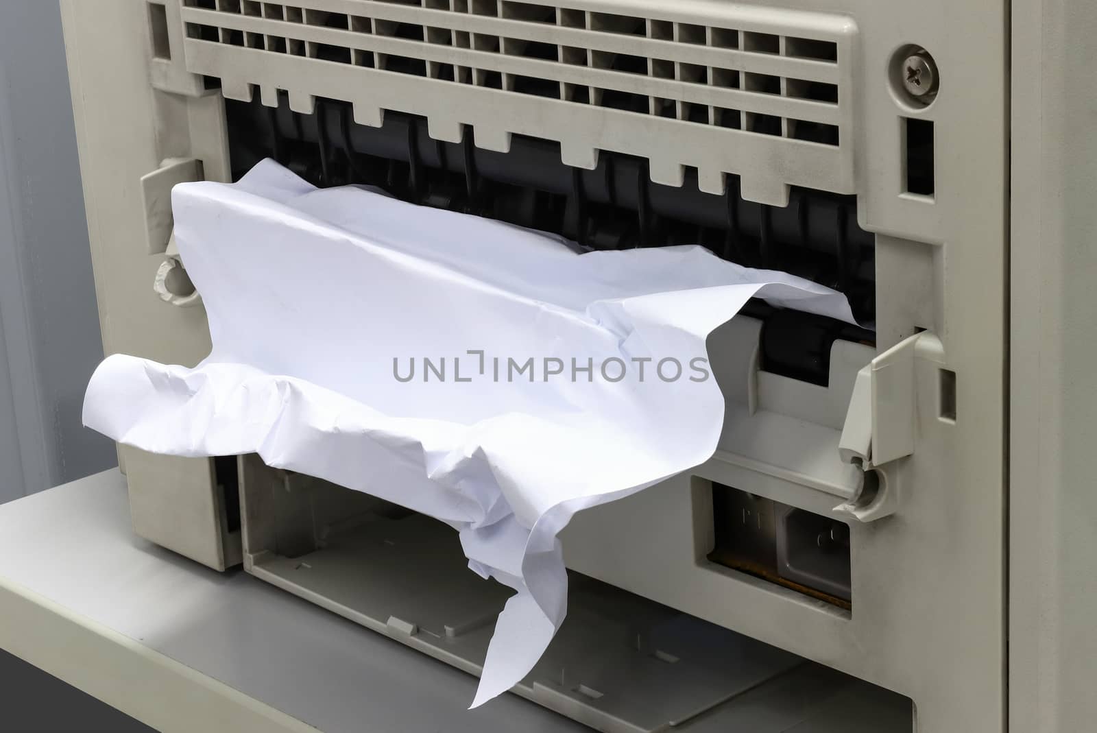 Paper Stuck, Paper Jam In Printer At Office