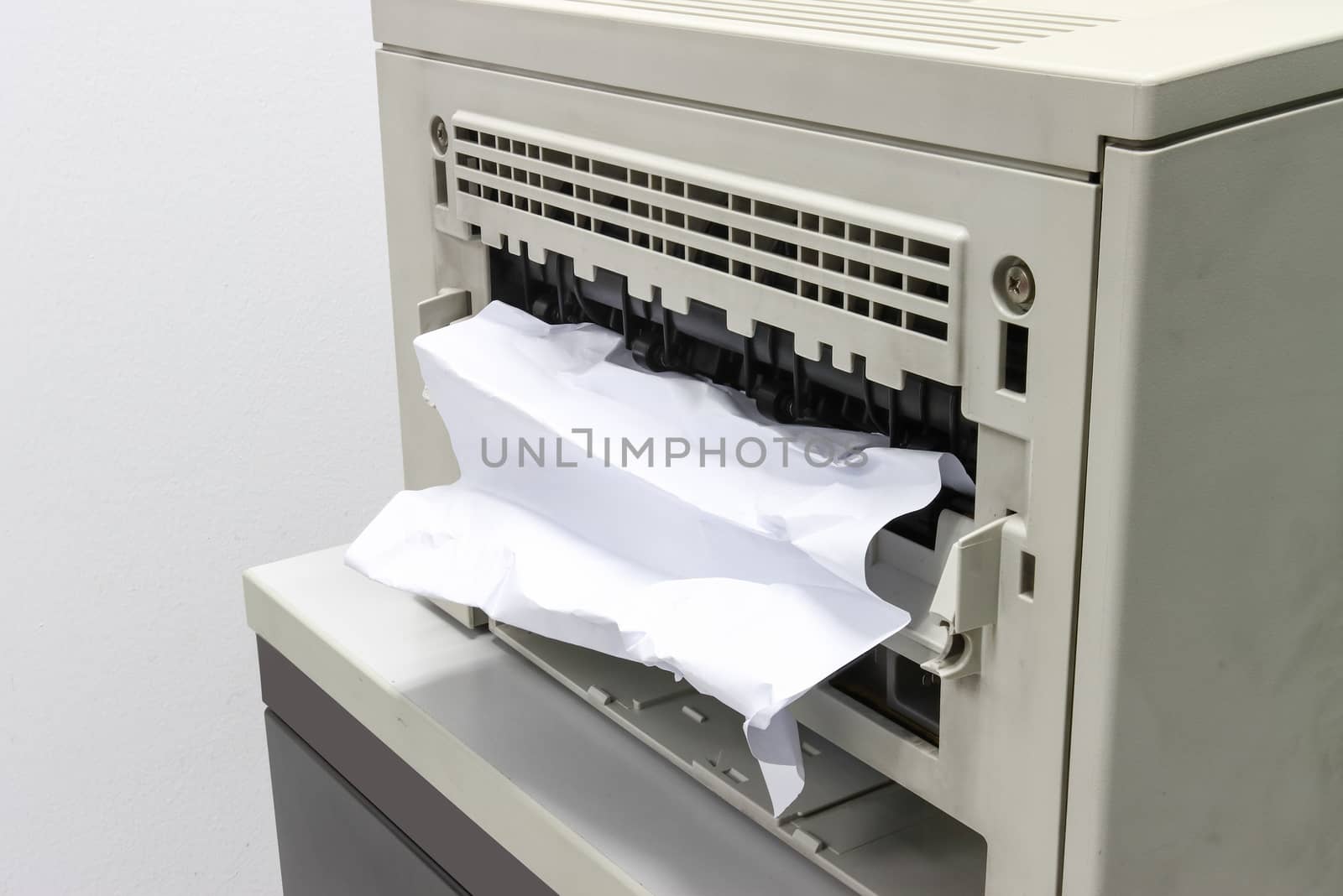 Paper Stuck, Paper Jam In Printer At Office