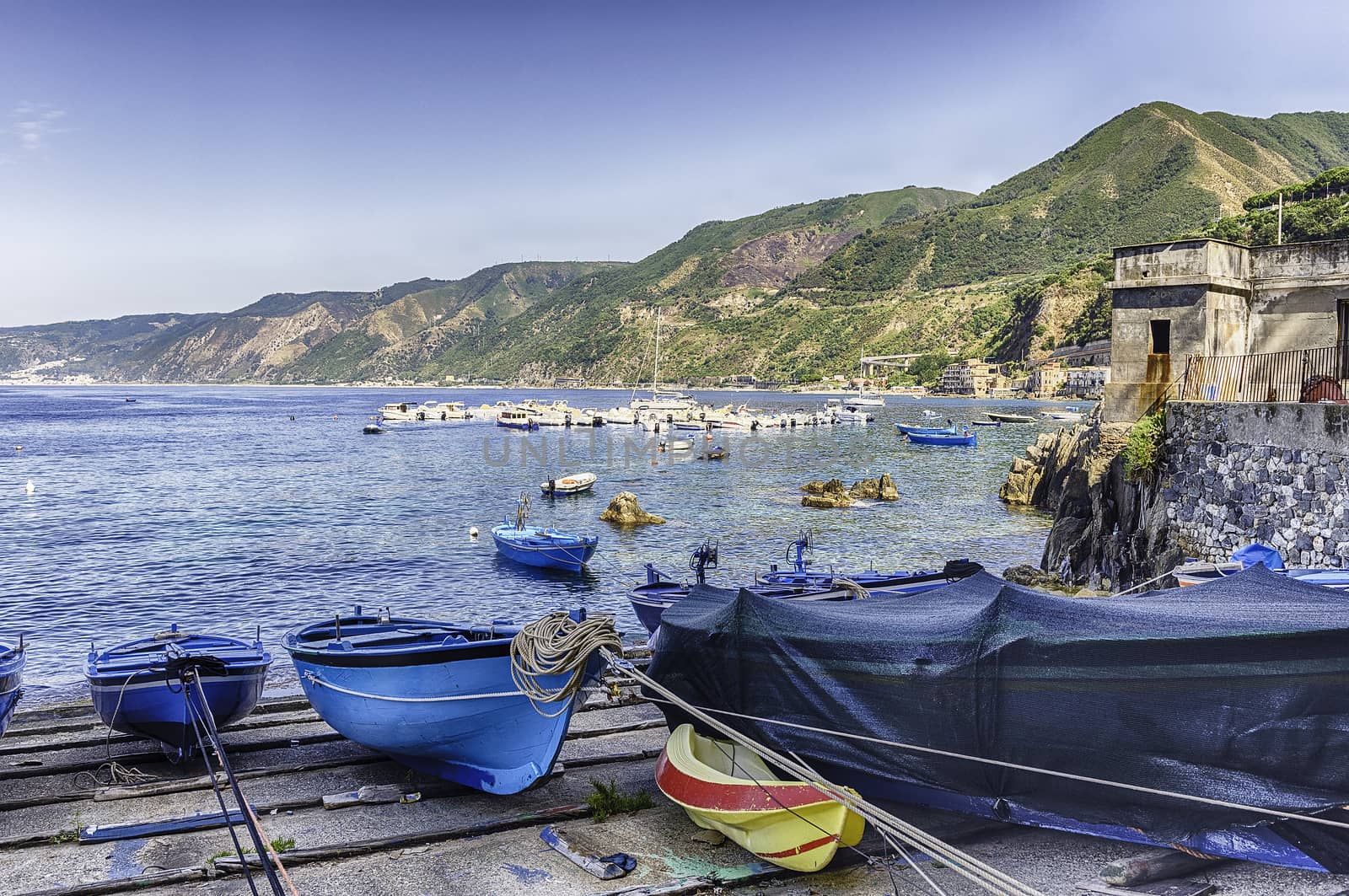 Beautiful seascape in the village of Scilla, Calabria, Italy by marcorubino