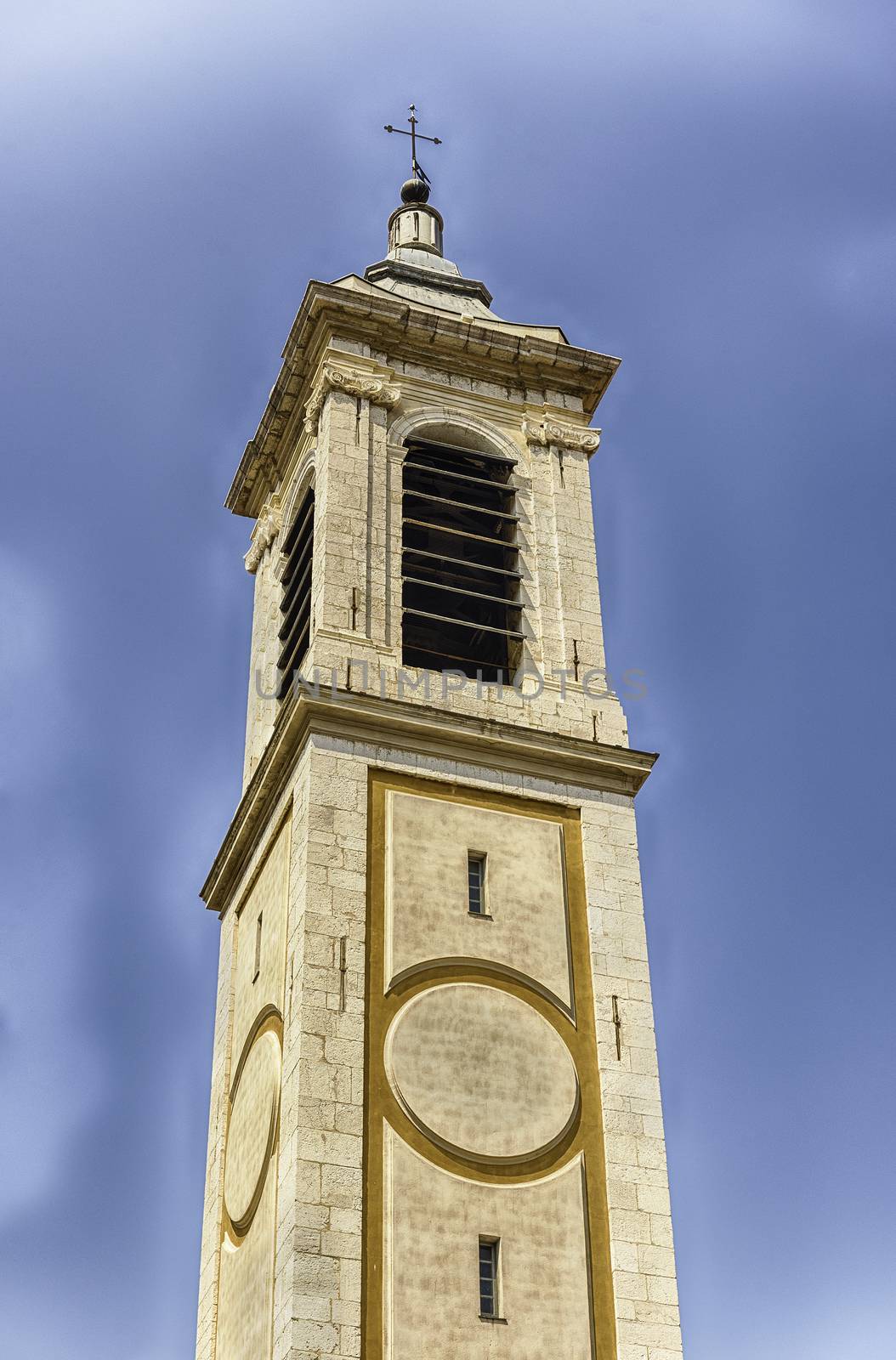 Belltower of the baroque Nice Cathedral, Cote d'Azur, France by marcorubino