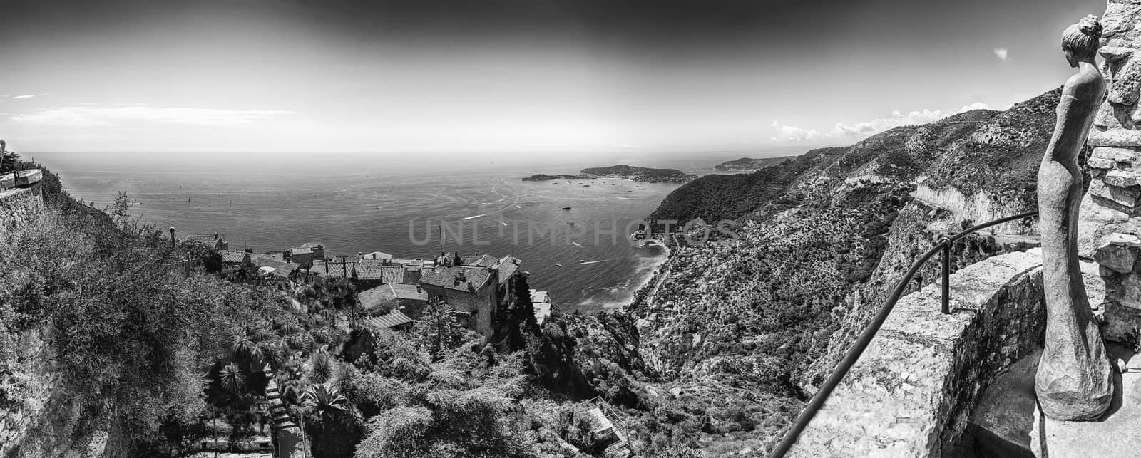 View over the coastline of the French Riviera, Eze, France by marcorubino