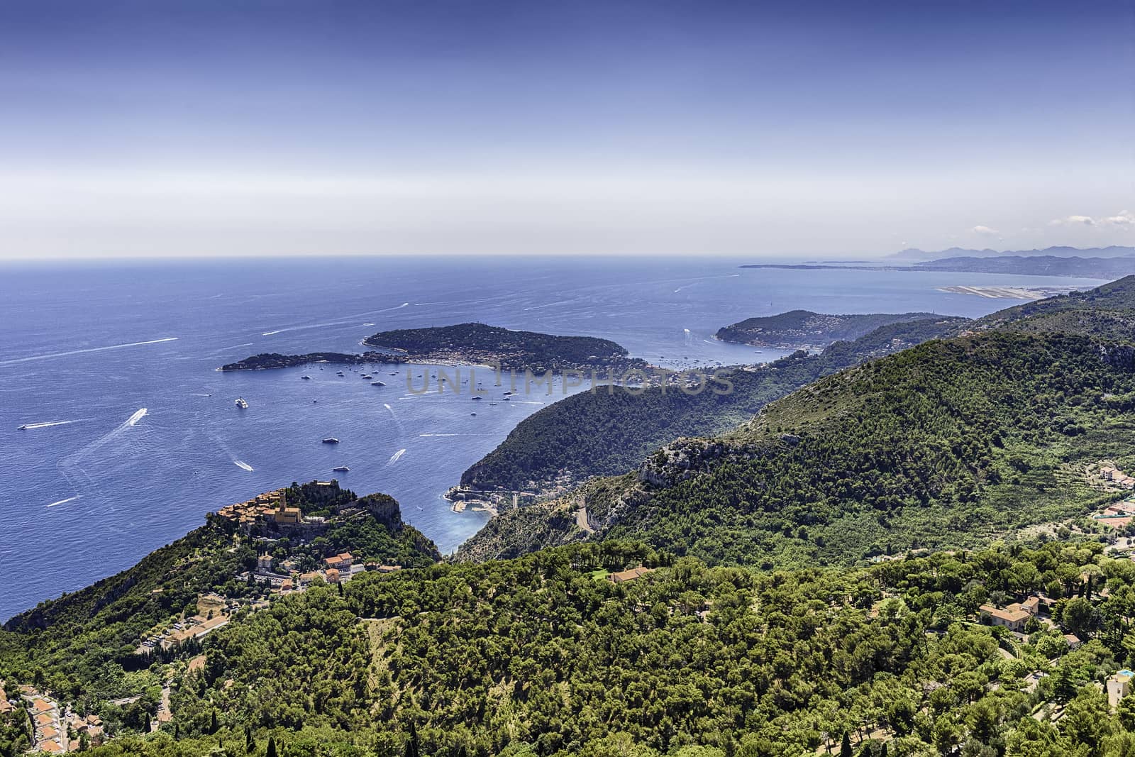 View over the coastline of the French Riviera, Eze, France by marcorubino