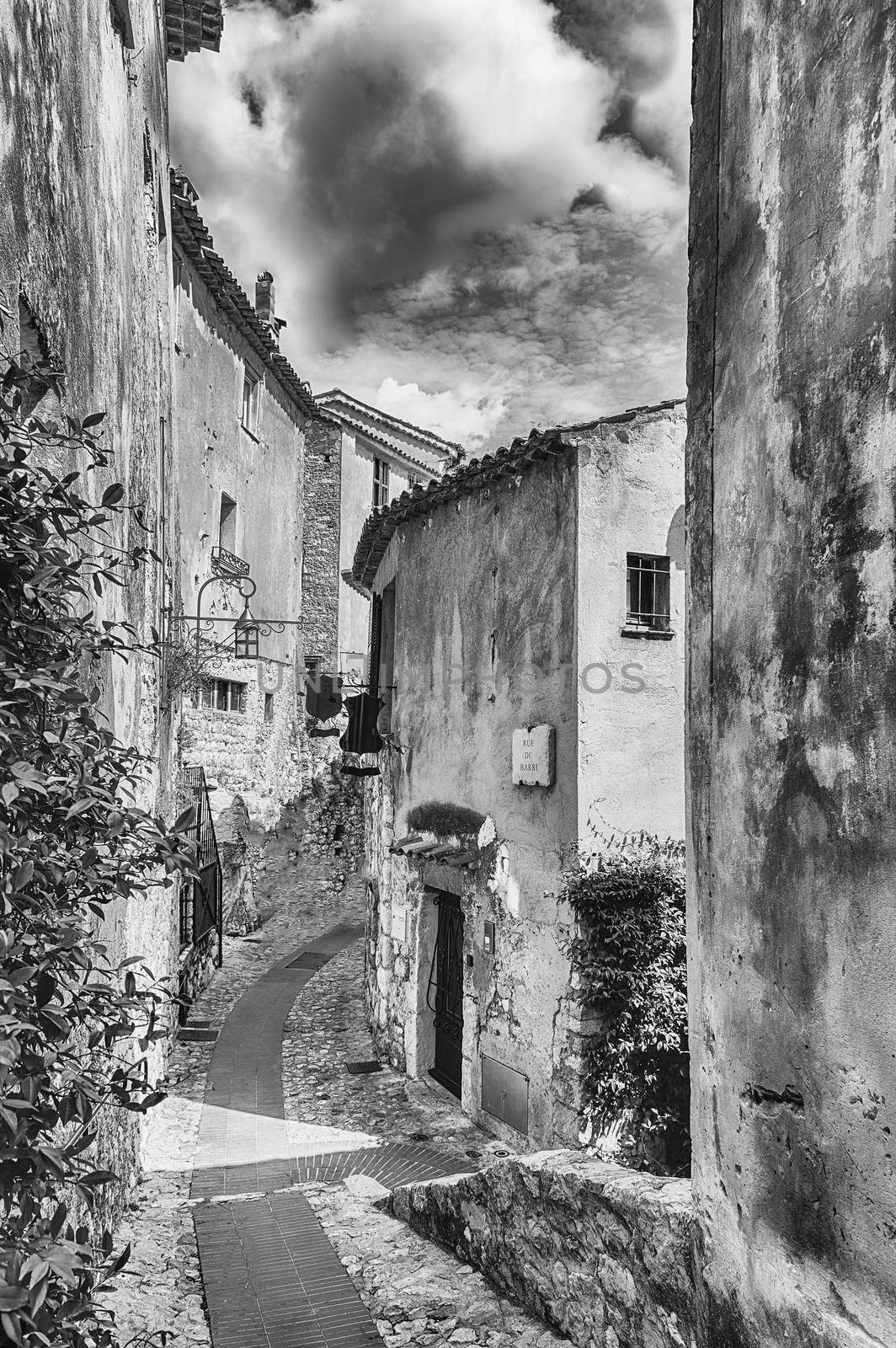 The medieval architecture of Eze, iconic village near the city of Nice,  Cote d'Azur, France. It is one of the most renowned tourist site of the French Riviera