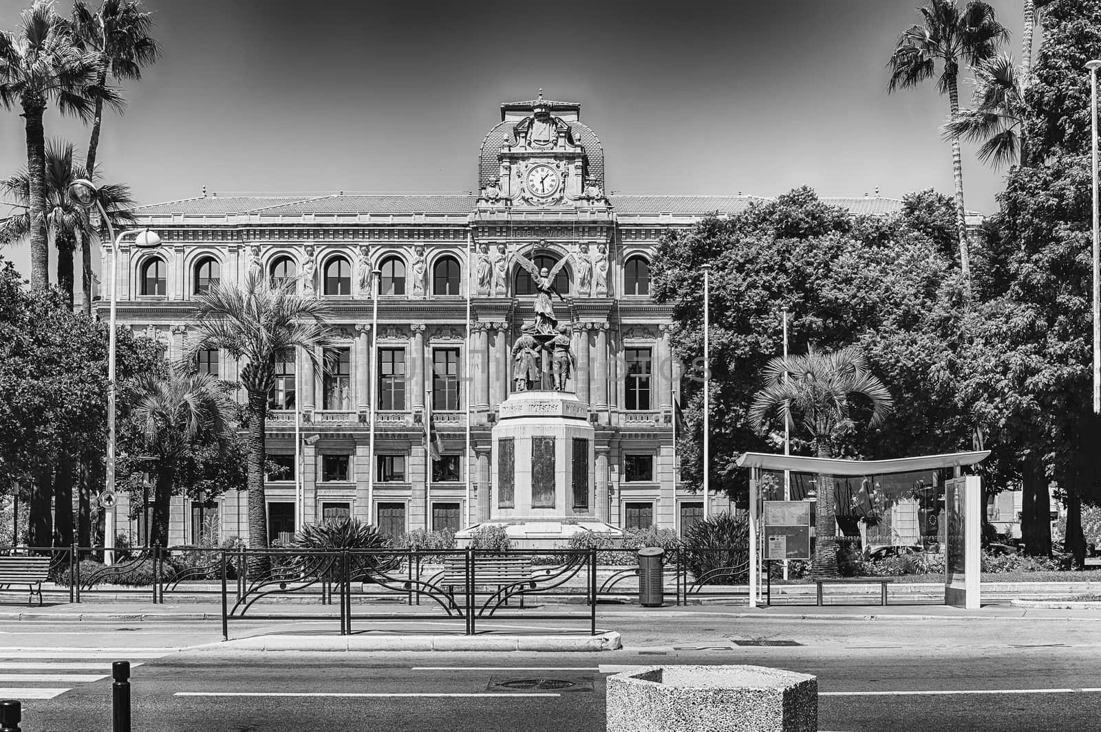 Facade of the Town Hall in Cannes, Cote d'Azur, France by marcorubino