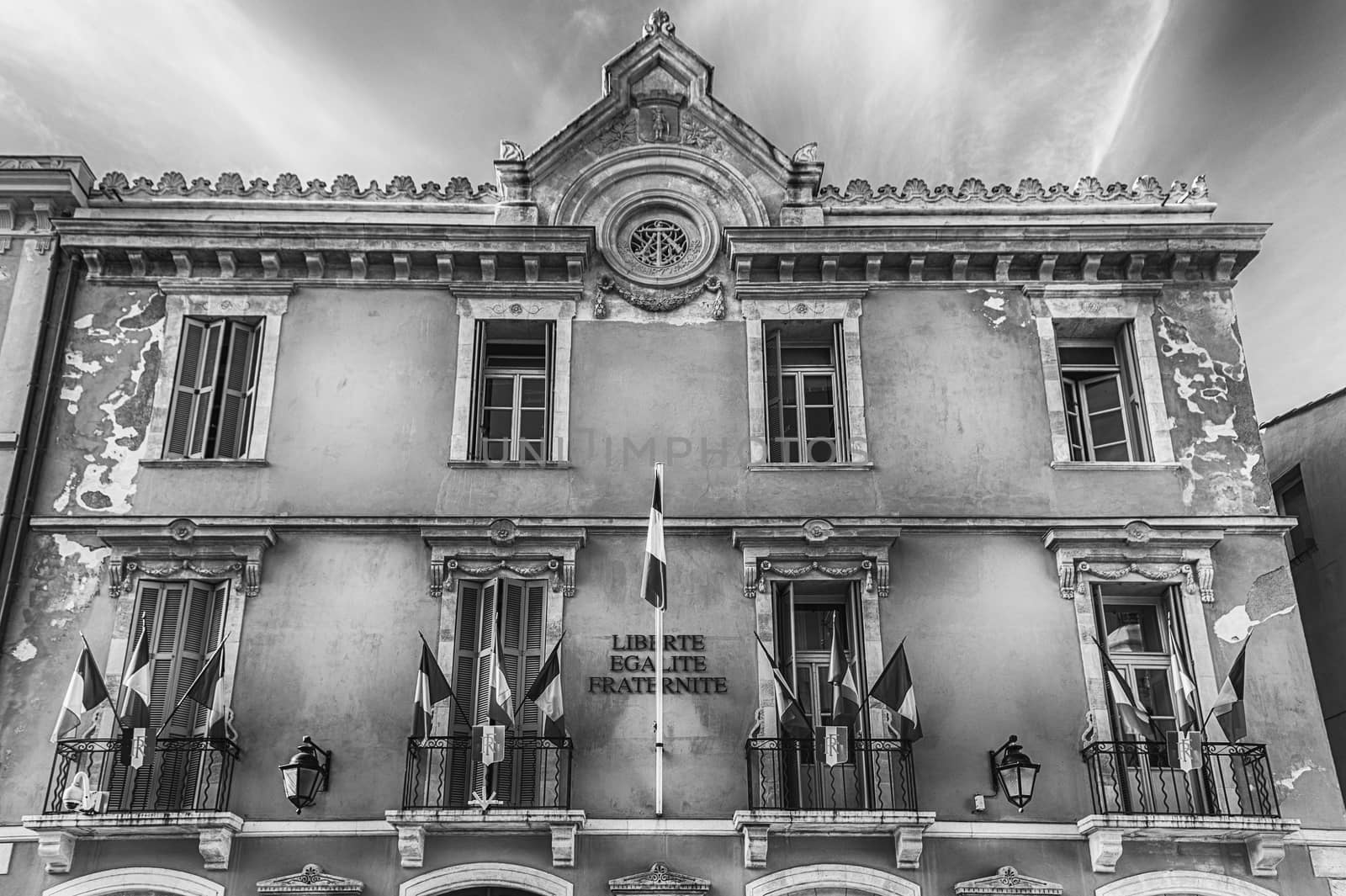 Facade of the Town Hall located in the old town of Saint-Tropez, Cote d'Azur, France