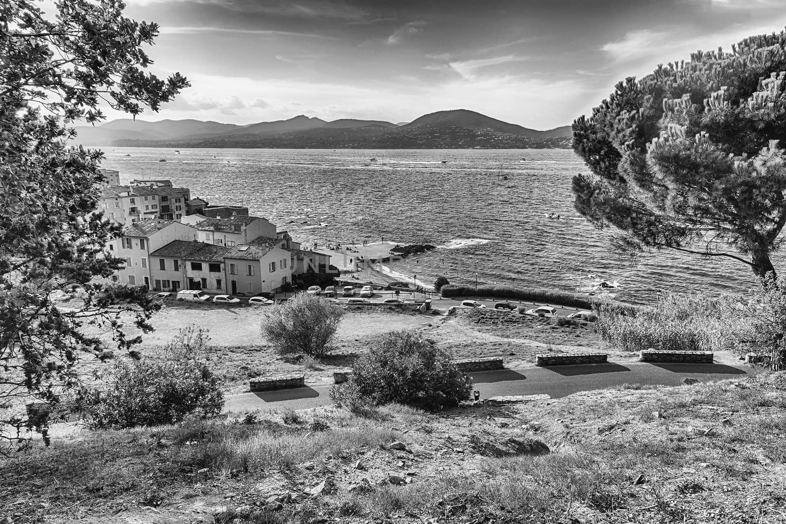 Scenic view of Saint-Tropez from Castle Hill, Cote d'Azur, Franc by marcorubino