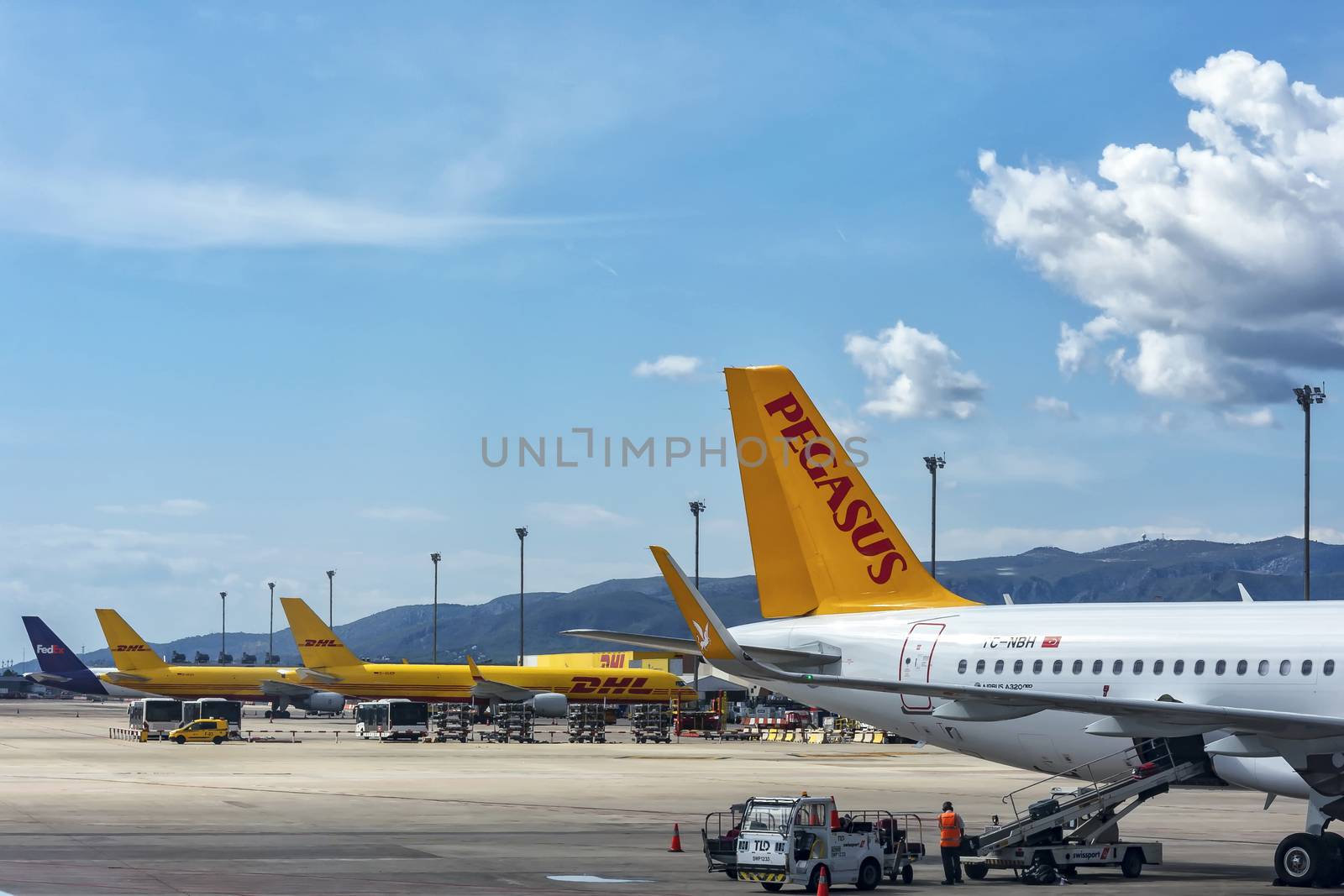 Unloading of international postal services at the airport (Barce by Grommik