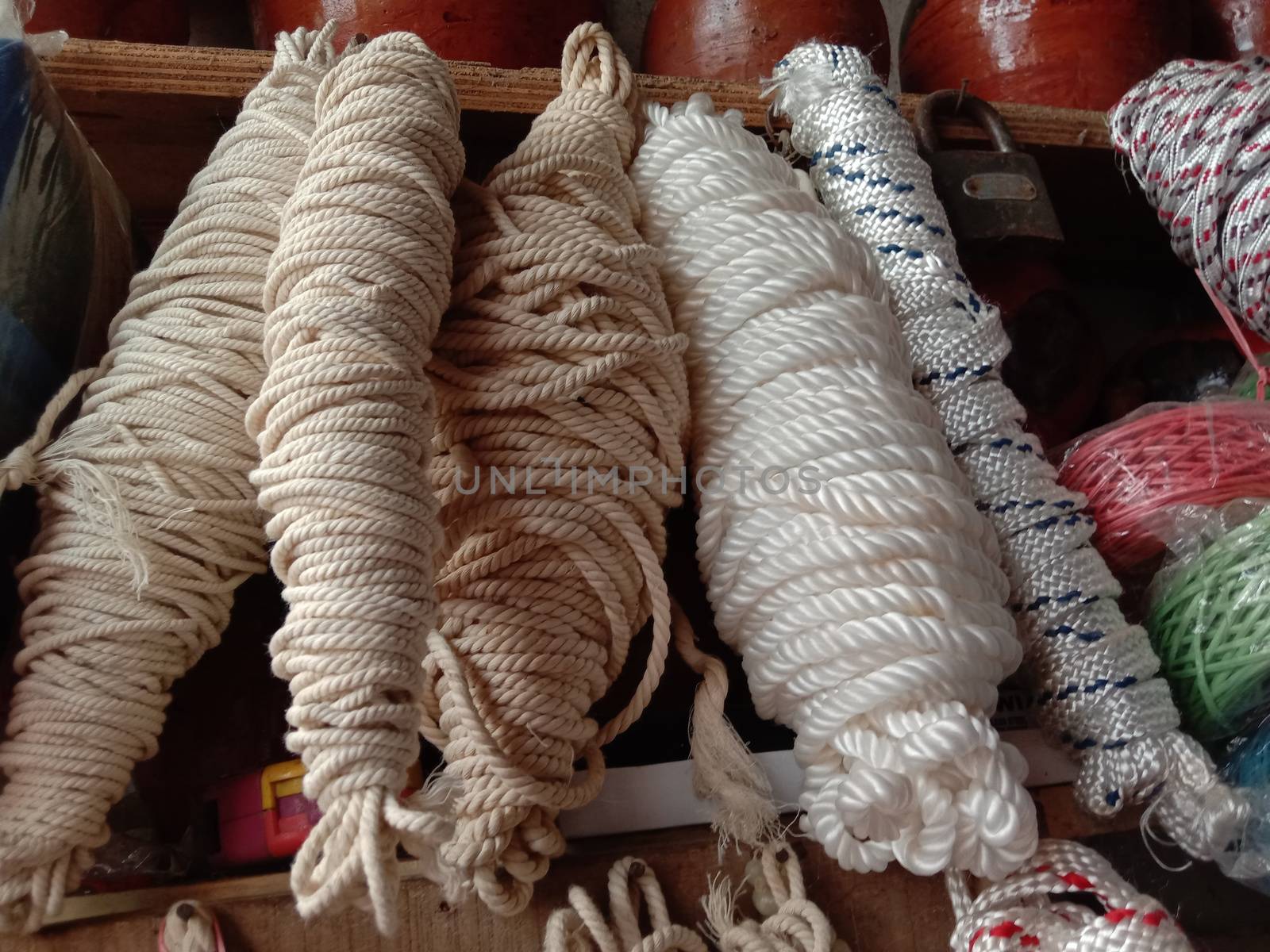 white colored nylon yarn stock on shop for sell