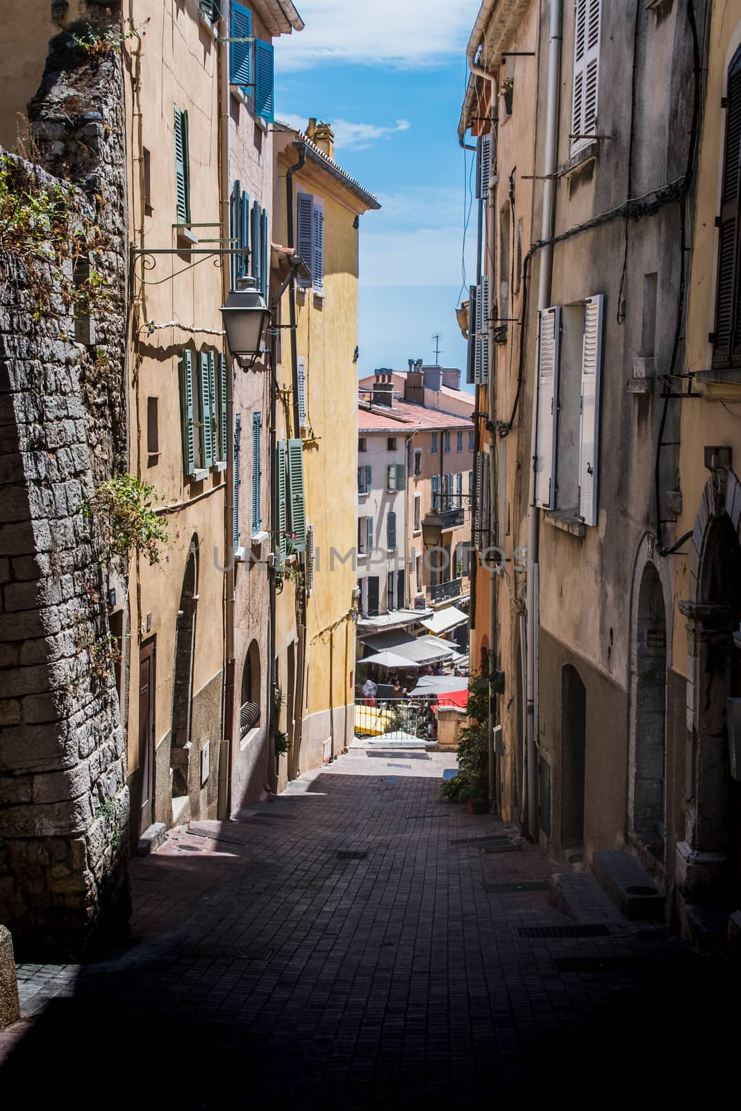 Old alley in the historic center of Hyères in France