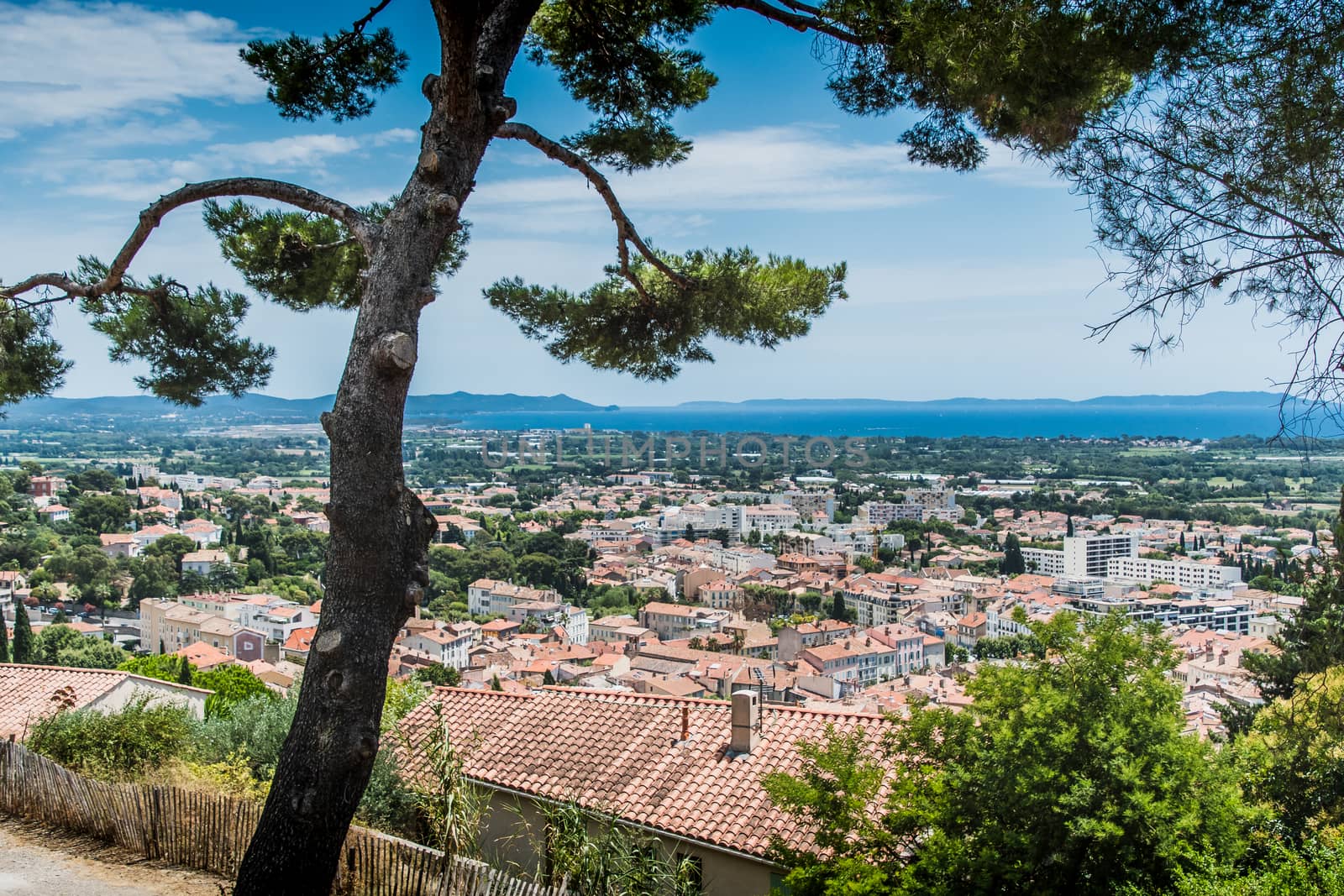 Panorama on the old town Hyères in France