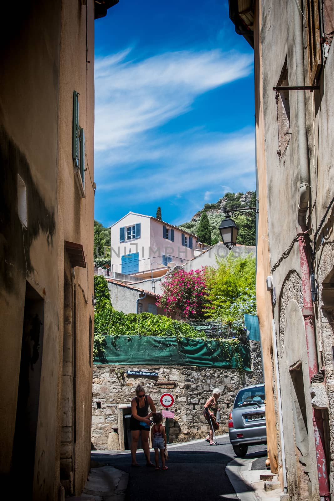 Old alley in the historic center of Hyères in France