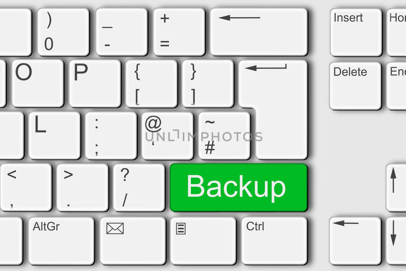 A backup concept PC computer keyboard 3d illustration