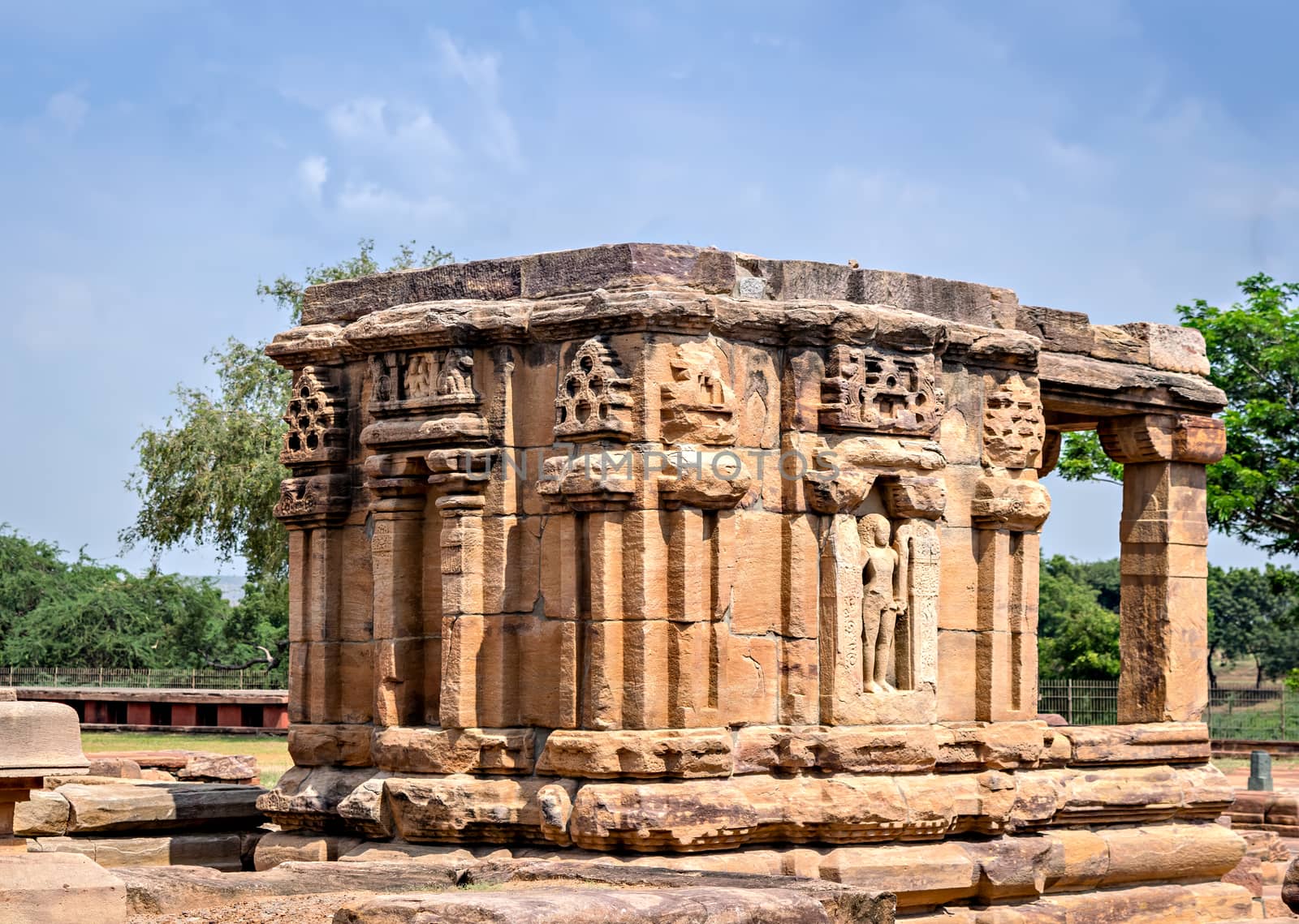 Ancient stone temple monument at Pattadakal , Karnataka, India. by lalam