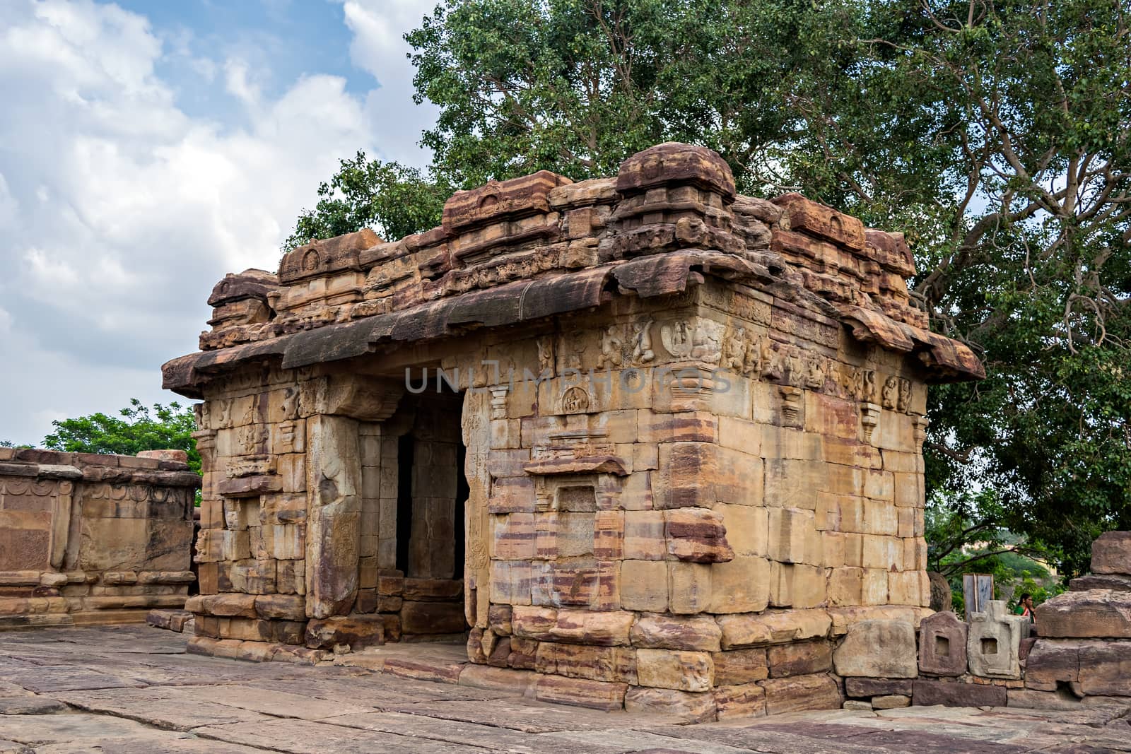 Ancient stone temple monument at Pattadakal , Karnataka, India.